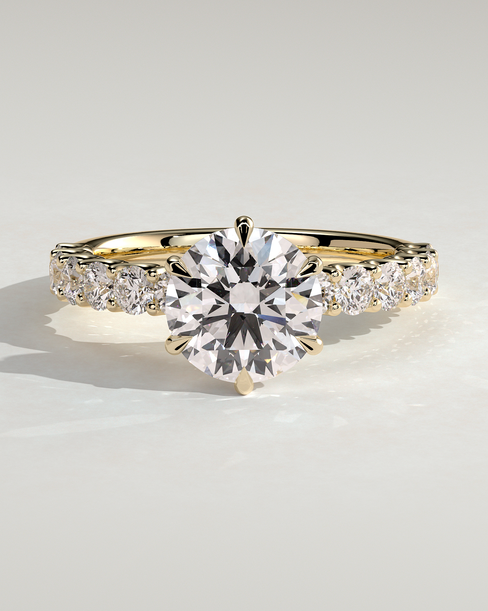 Quinn  6 Claw Round Solitaire - 18k Yellow Gold