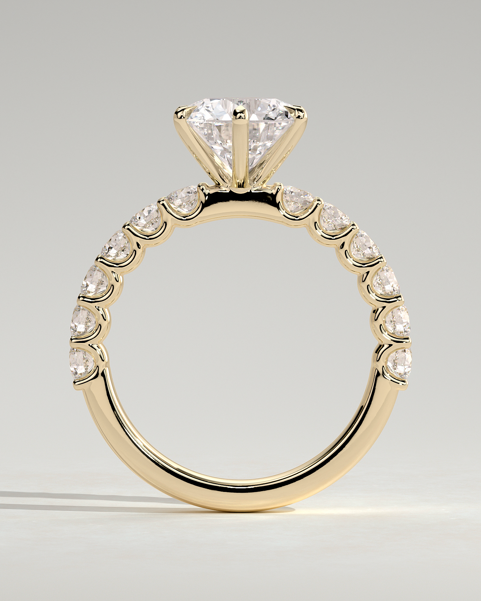 Quinn  6 Claw Round Solitaire - 18k Yellow Gold