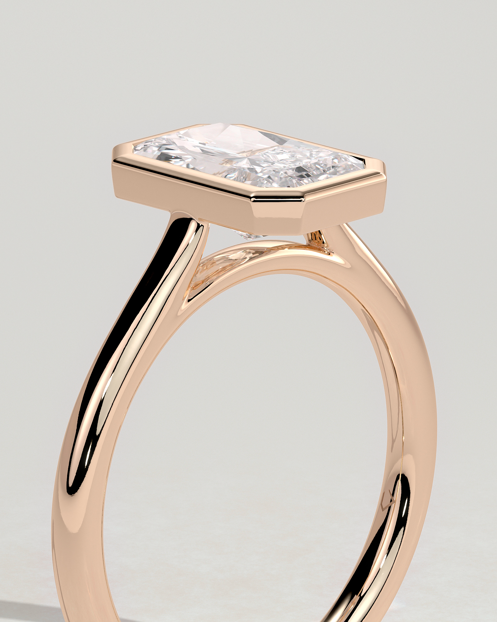 Rachel  Bezel Set Radiant Solitaire - 18k Rose Gold