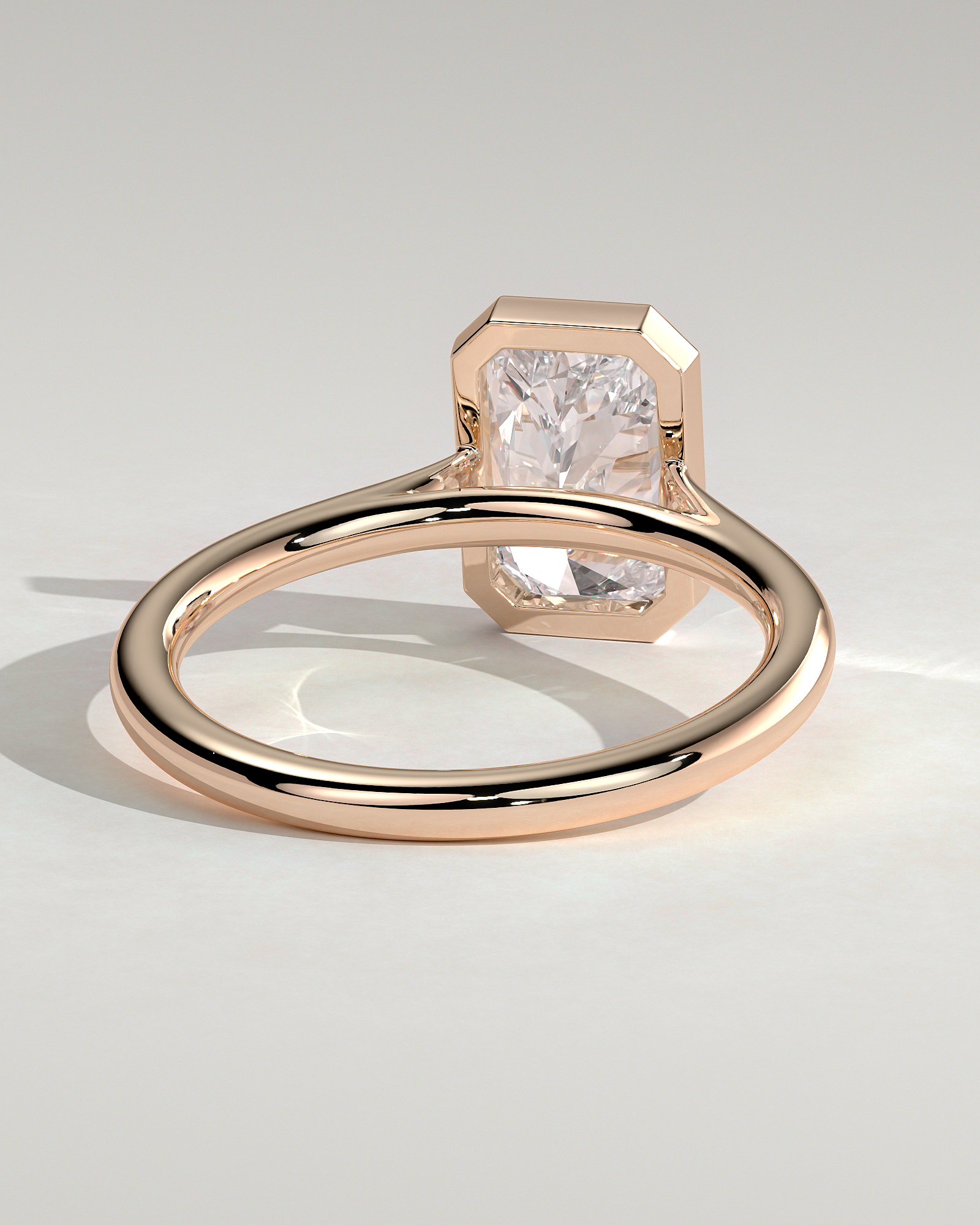 Rachel  Bezel Set Radiant Solitaire - 18k Rose Gold