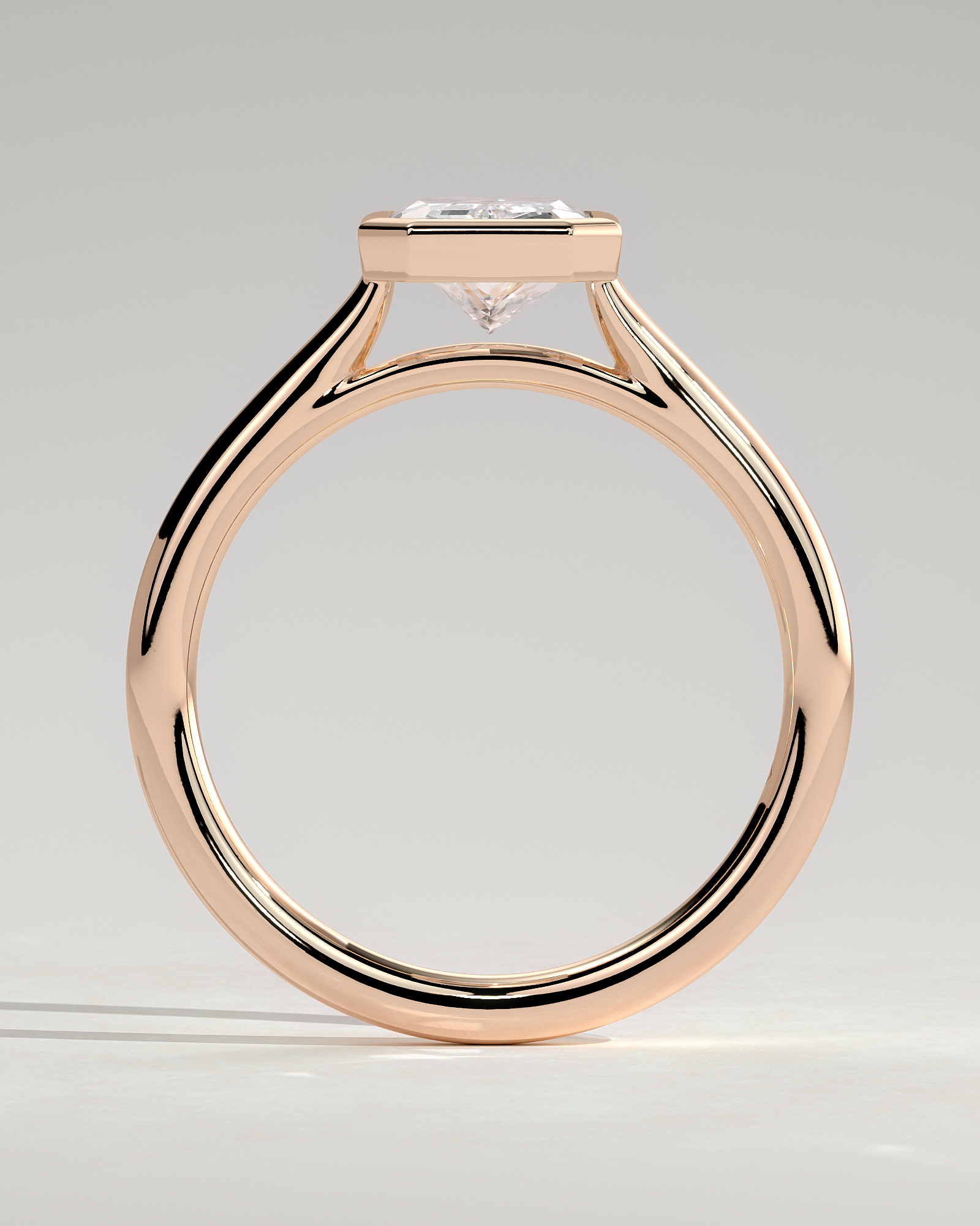 Rachel  Bezel Set Radiant Solitaire - 18k Rose Gold