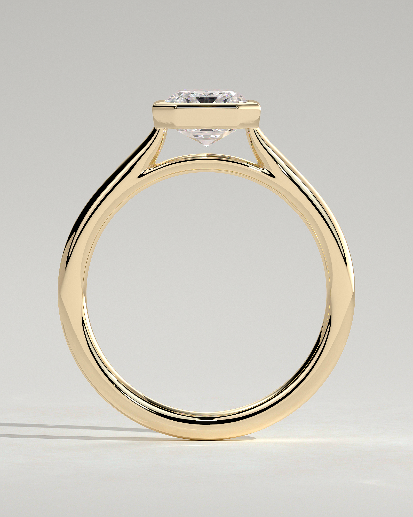 Rachel  Bezel Set Radiant Solitaire - 18k Yellow Gold