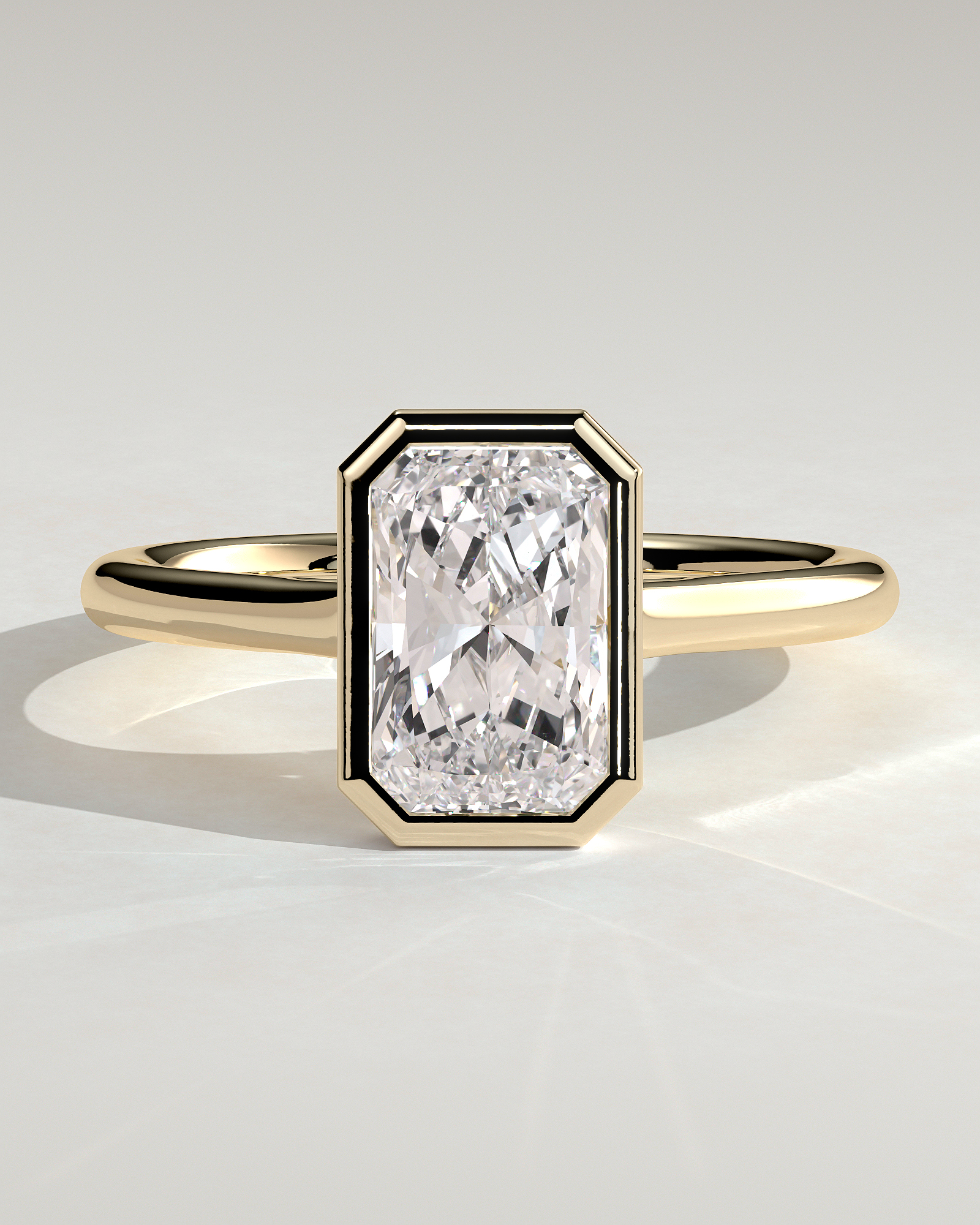 Rachel  Bezel Set Radiant Solitaire - 18k Yellow Gold