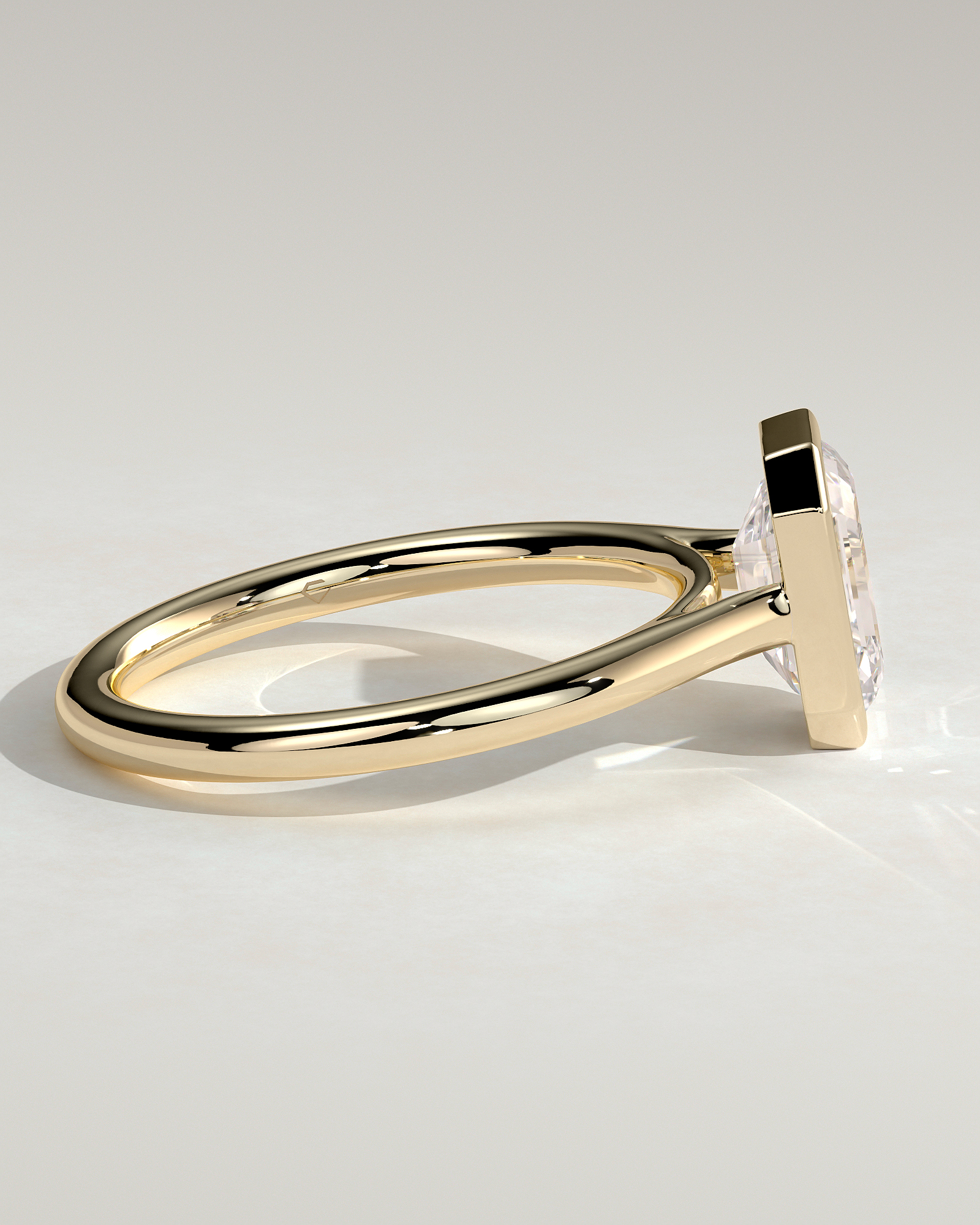 Rachel  Bezel Set Radiant Solitaire - 18k Yellow Gold