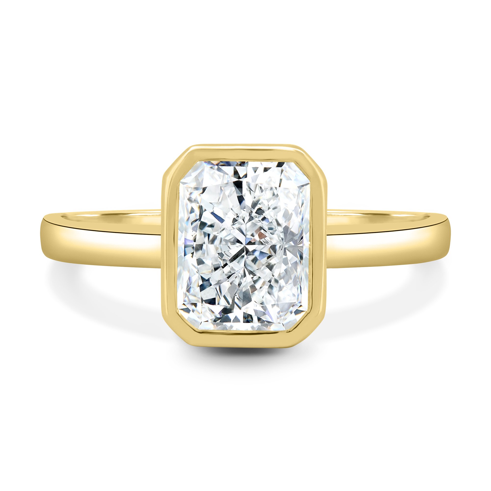 Rachel  Bezel Set Radiant Solitaire - 18k Yellow Gold