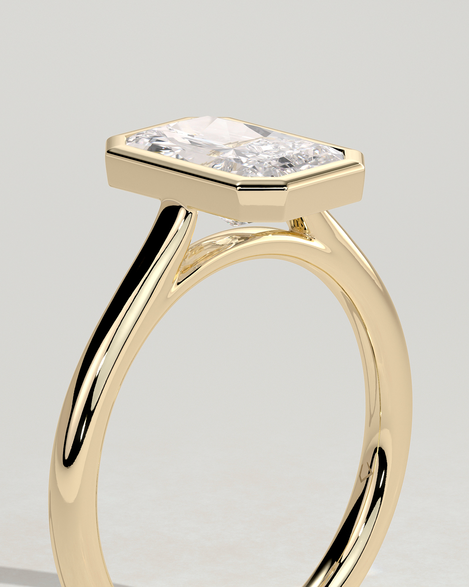 Rachel  Bezel Set Radiant Solitaire - 18k Yellow Gold