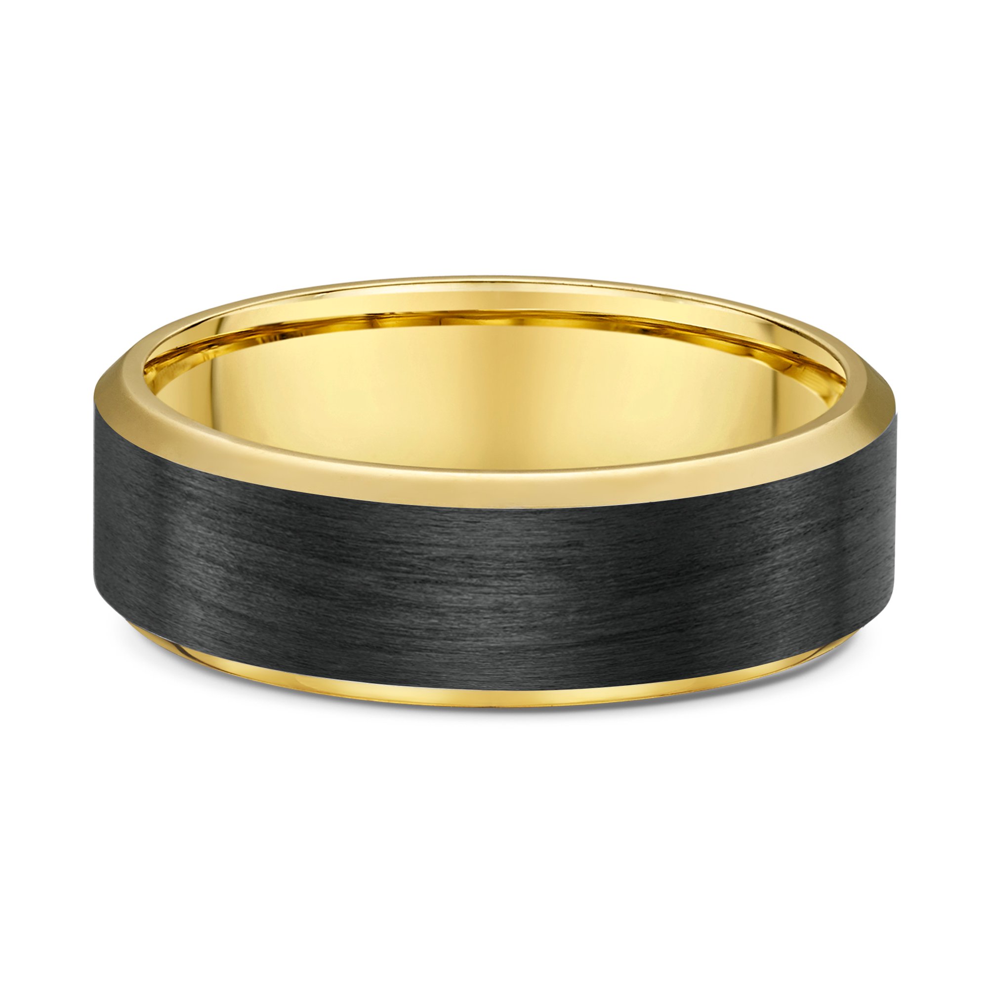 Regan Mens Wedding Ring - 9k Yellow Gold / Carbon Fibre
