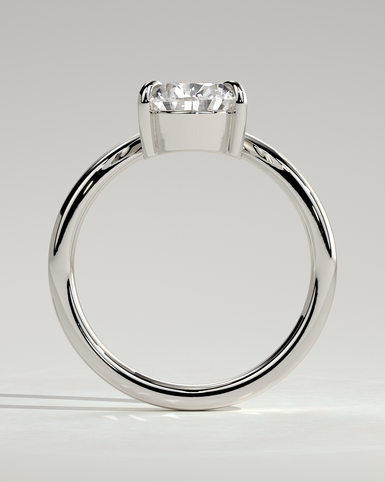 Riley - Pear Solitaire with Curved Band - 18k White Gold