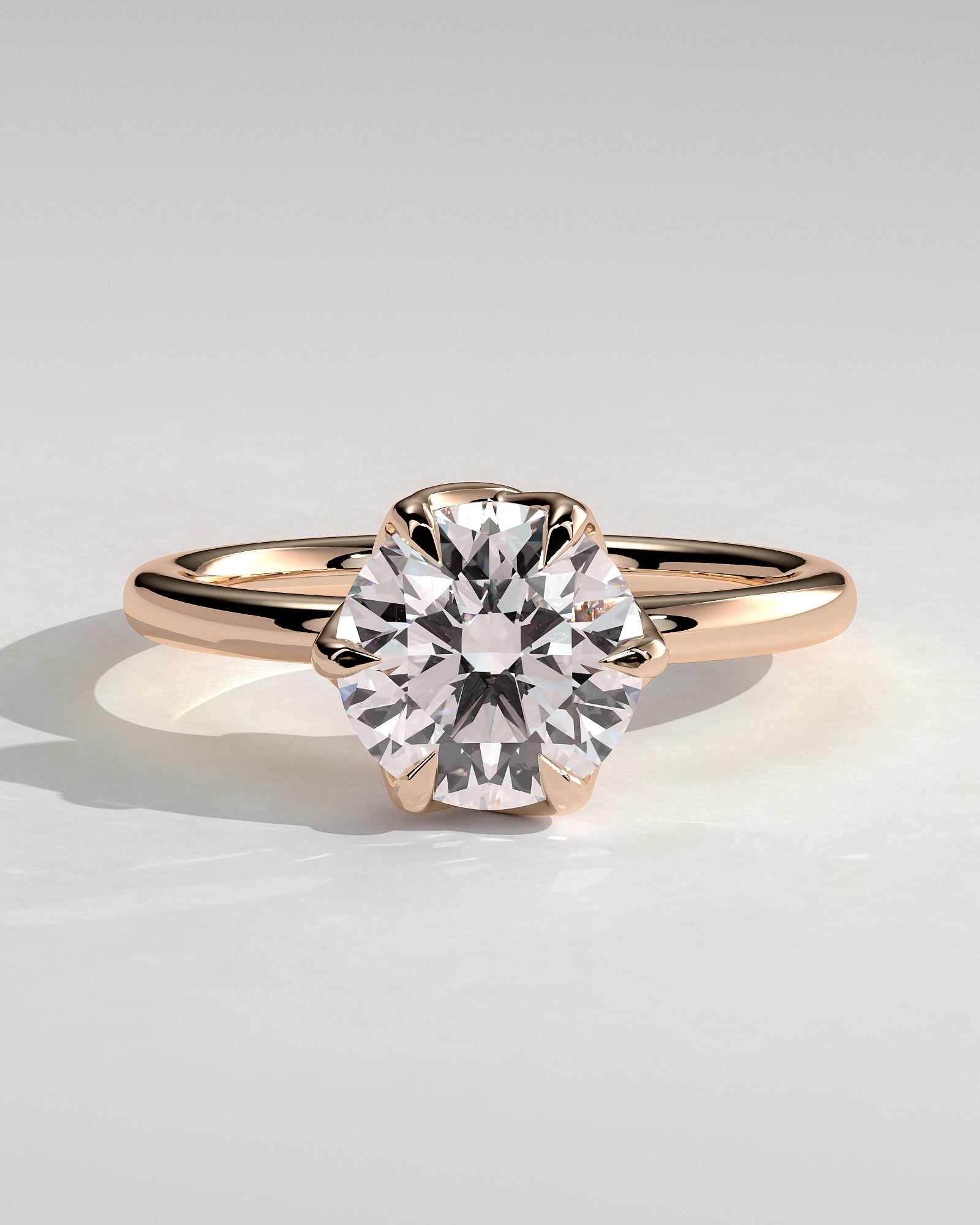 Rita  6 Claw Round Solitaire - 18k Rose Gold