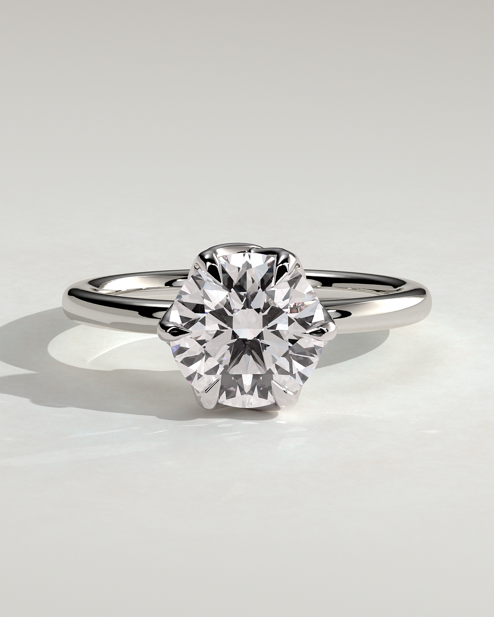 Rita  6 Claw Round Solitaire - 18k White Gold