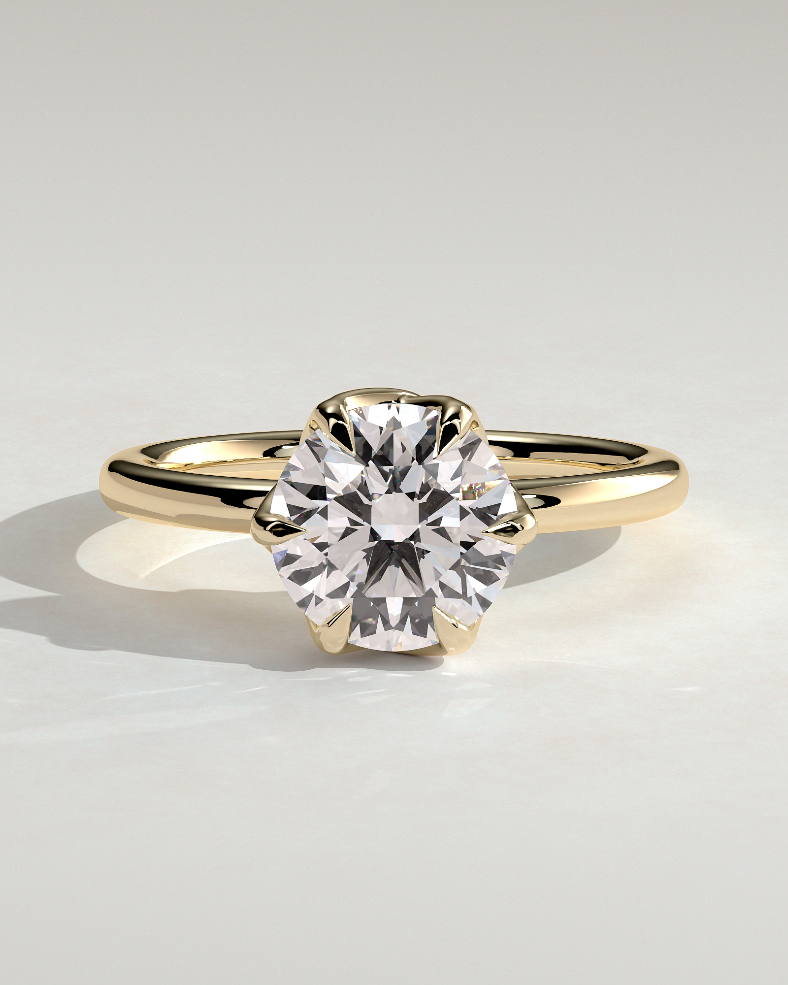 Rita  6 Claw Round Solitaire - 18k Yellow Gold
