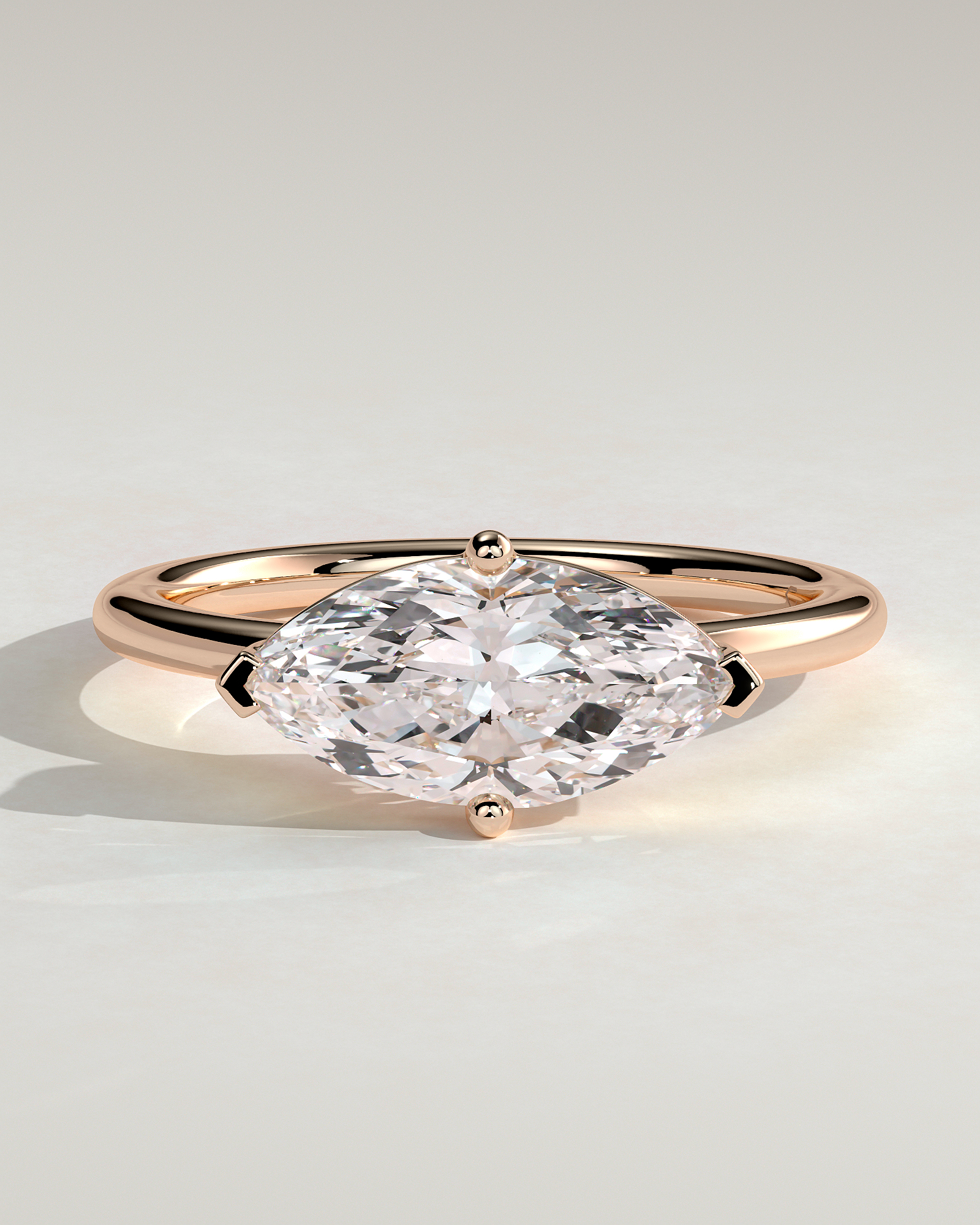 River - East West Marquise Solitaire - 18k Rose Gold