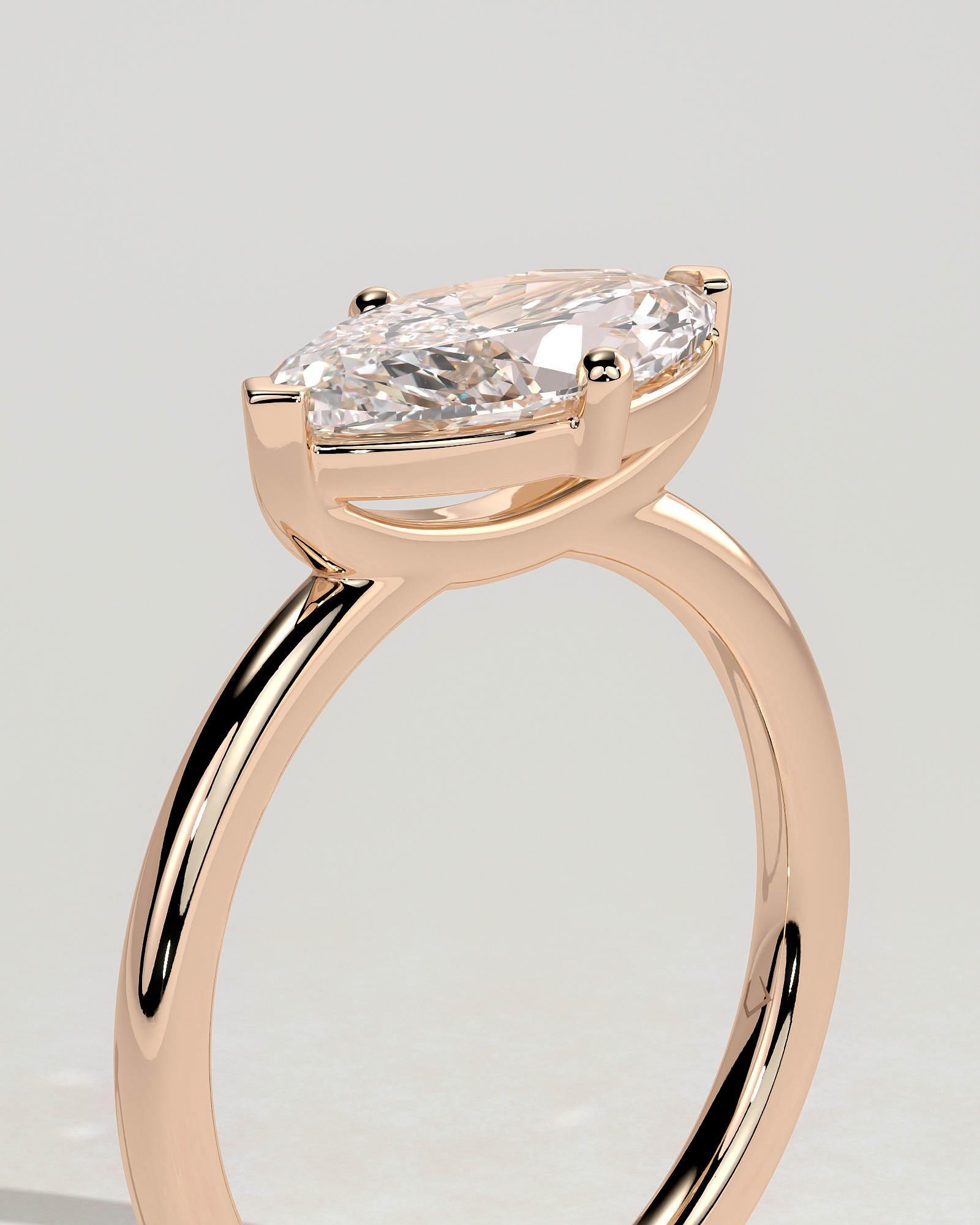 River - East West Marquise Solitaire - 18k Rose Gold