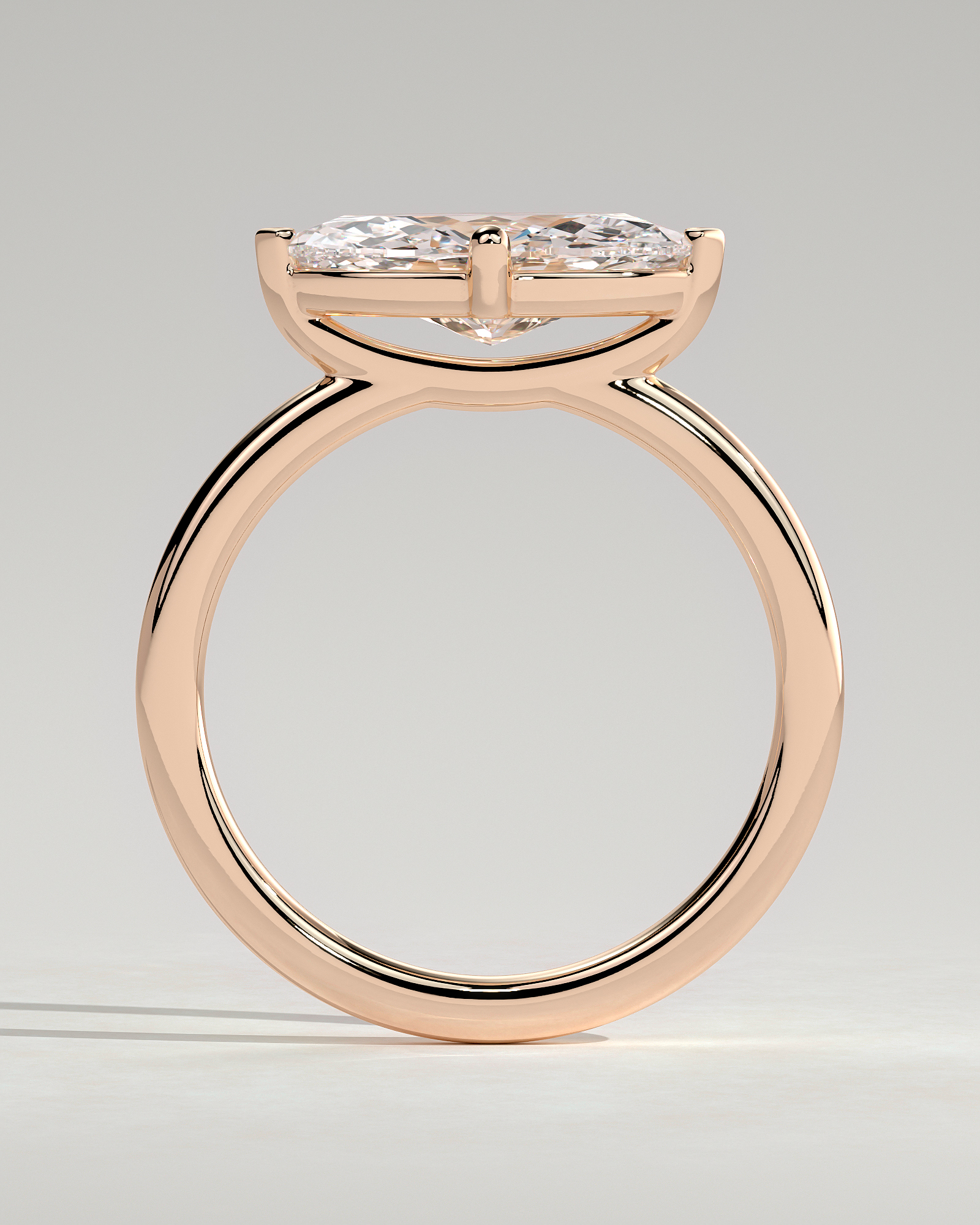 River - East West Marquise Solitaire - 18k Rose Gold