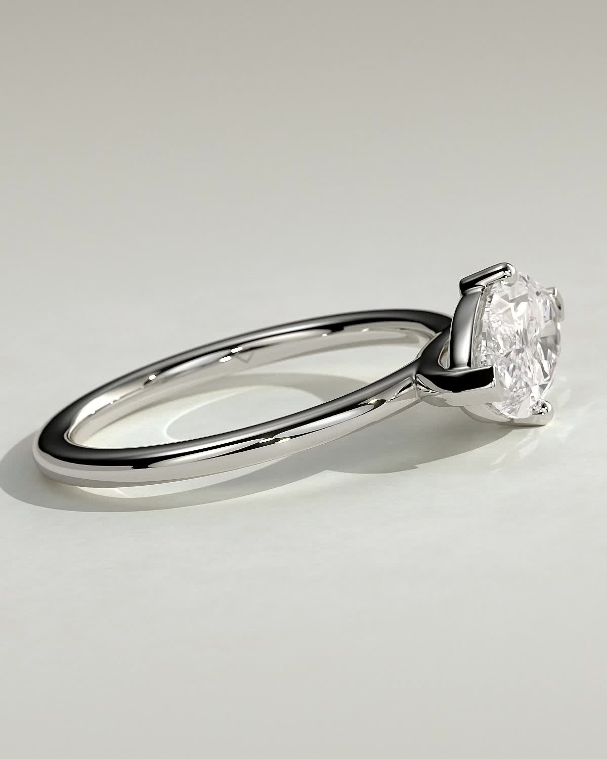 River - East West Marquise Solitaire - 18k White Gold