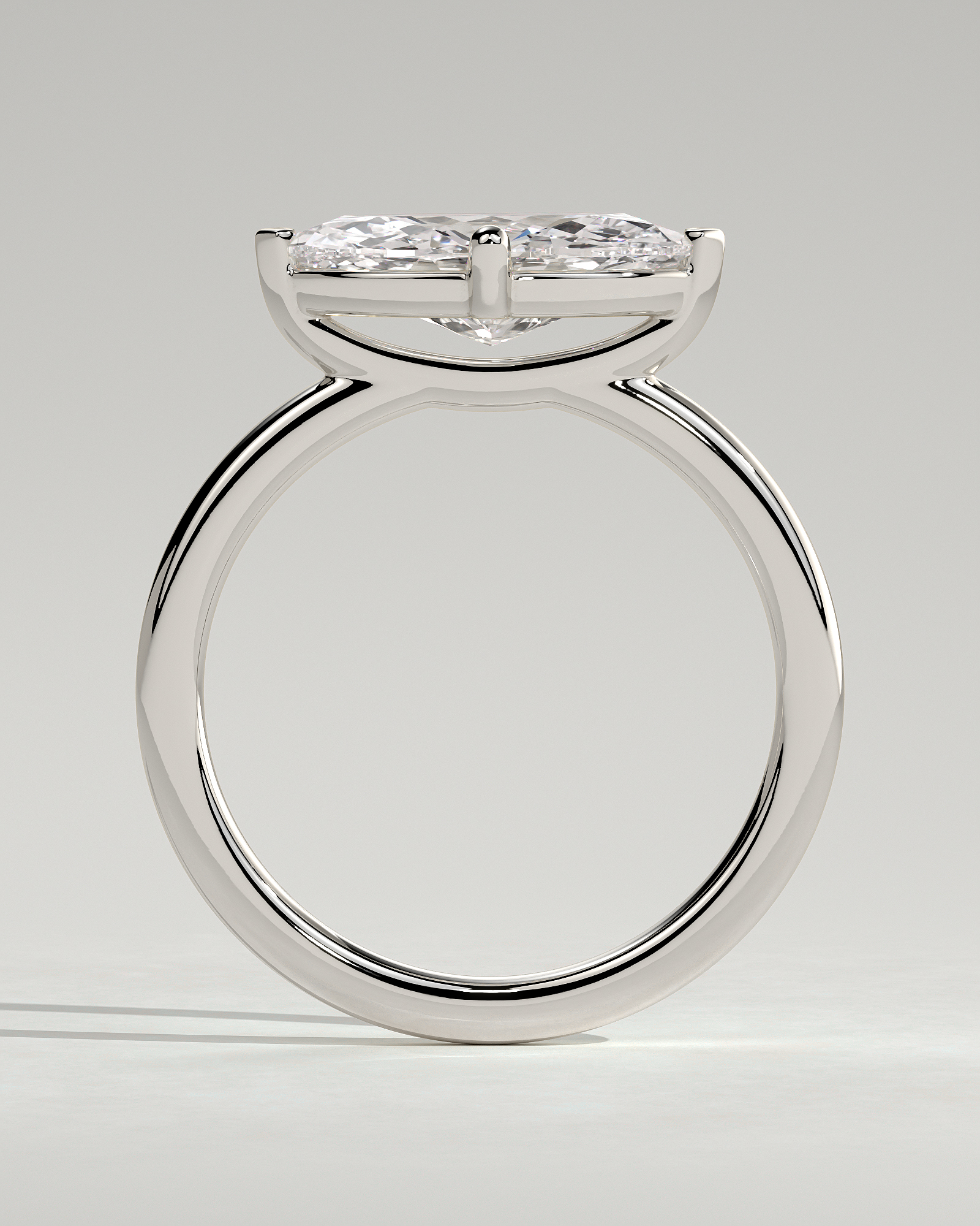 River - East West Marquise Solitaire - 18k White Gold