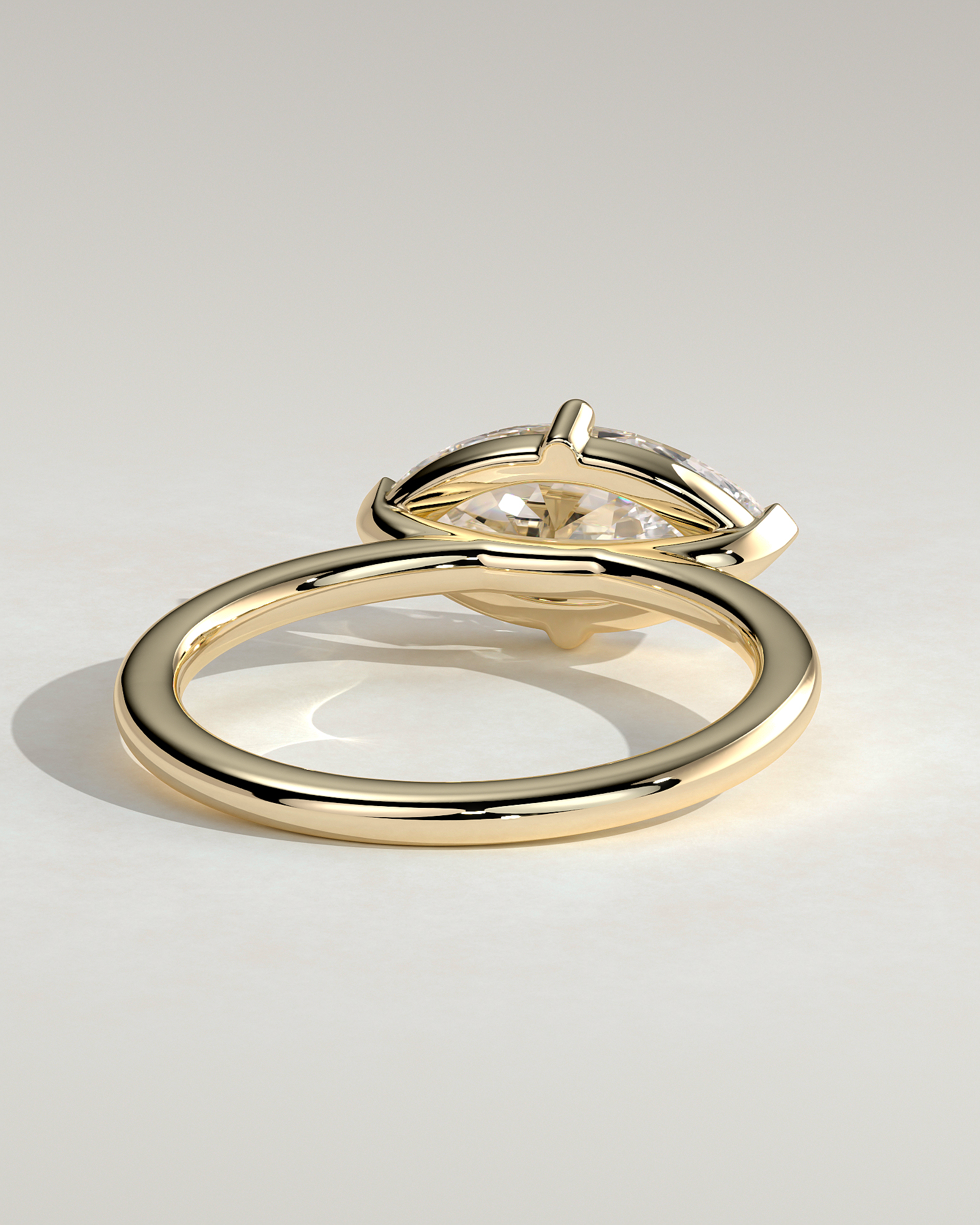 River - East West Marquise Solitaire - 18k Yellow Gold