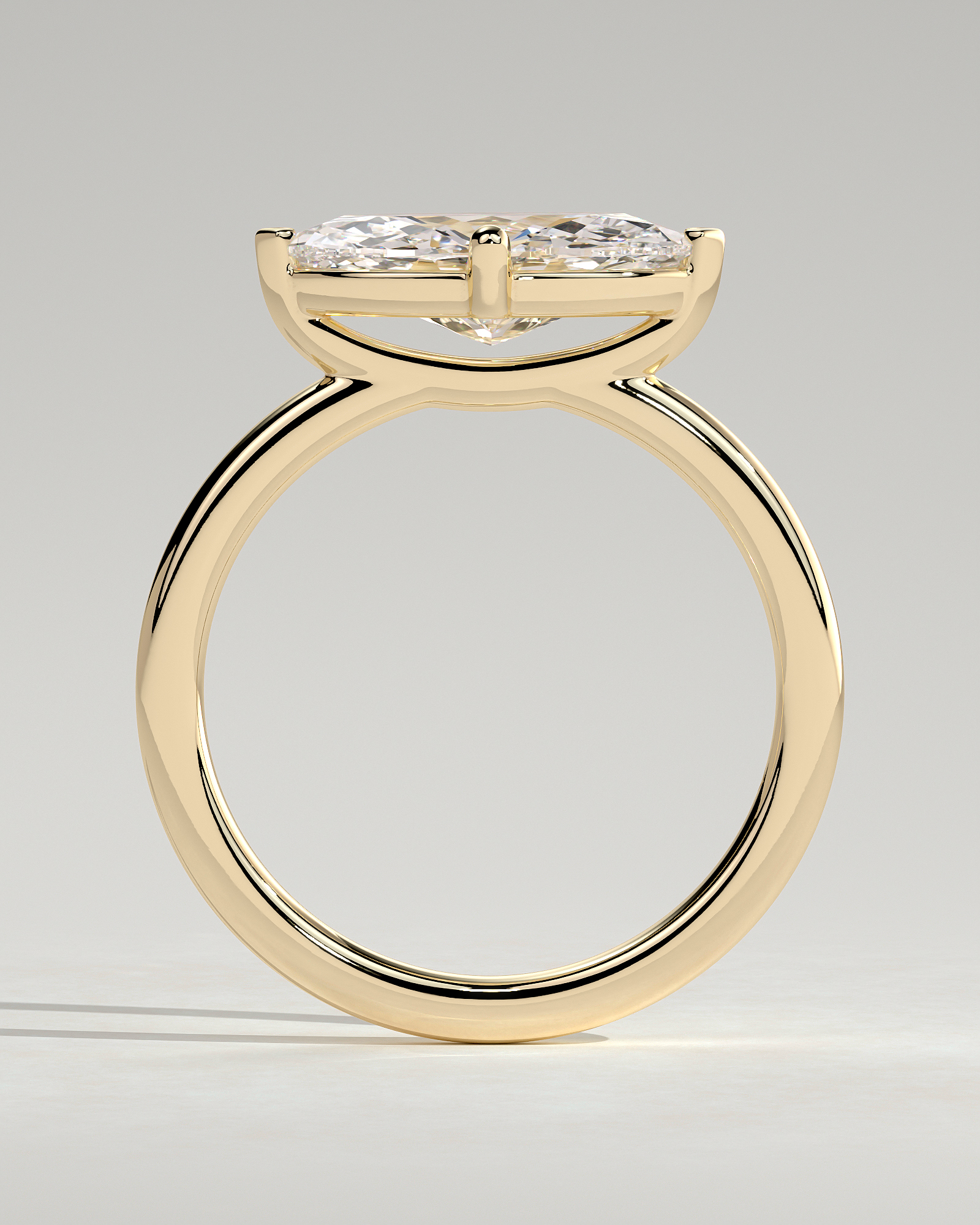 River - East West Marquise Solitaire - 18k Yellow Gold
