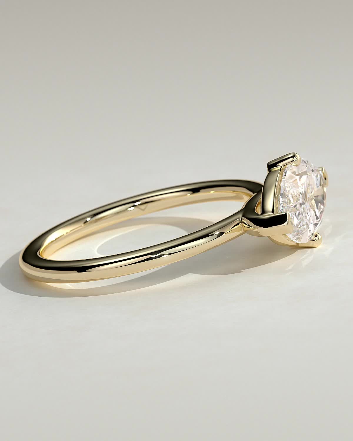 River - East West Marquise Solitaire - 18k Yellow Gold