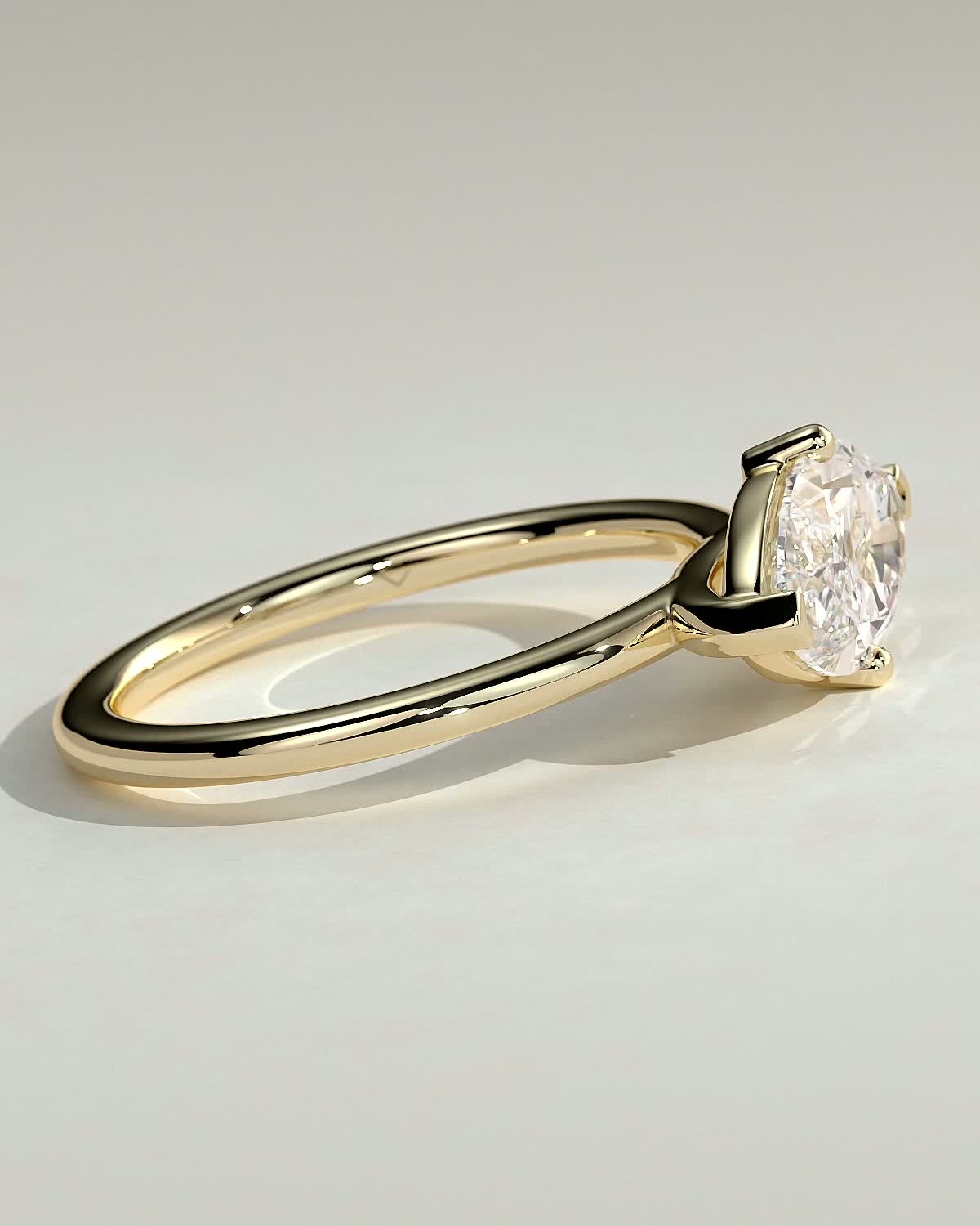 River - East West Marquise Solitaire - 18k Yellow Gold
