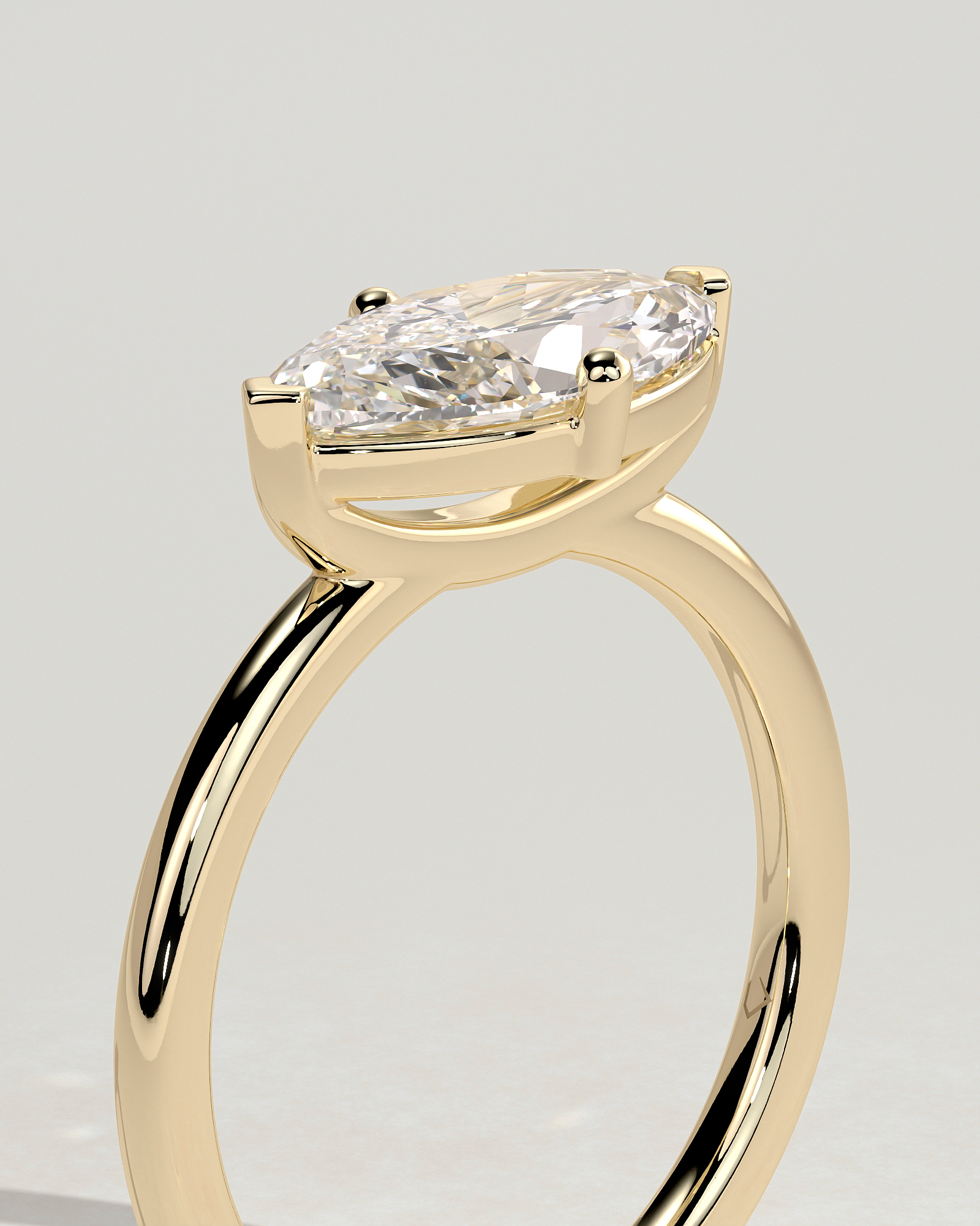 River - East West Marquise Solitaire - 18k Yellow Gold