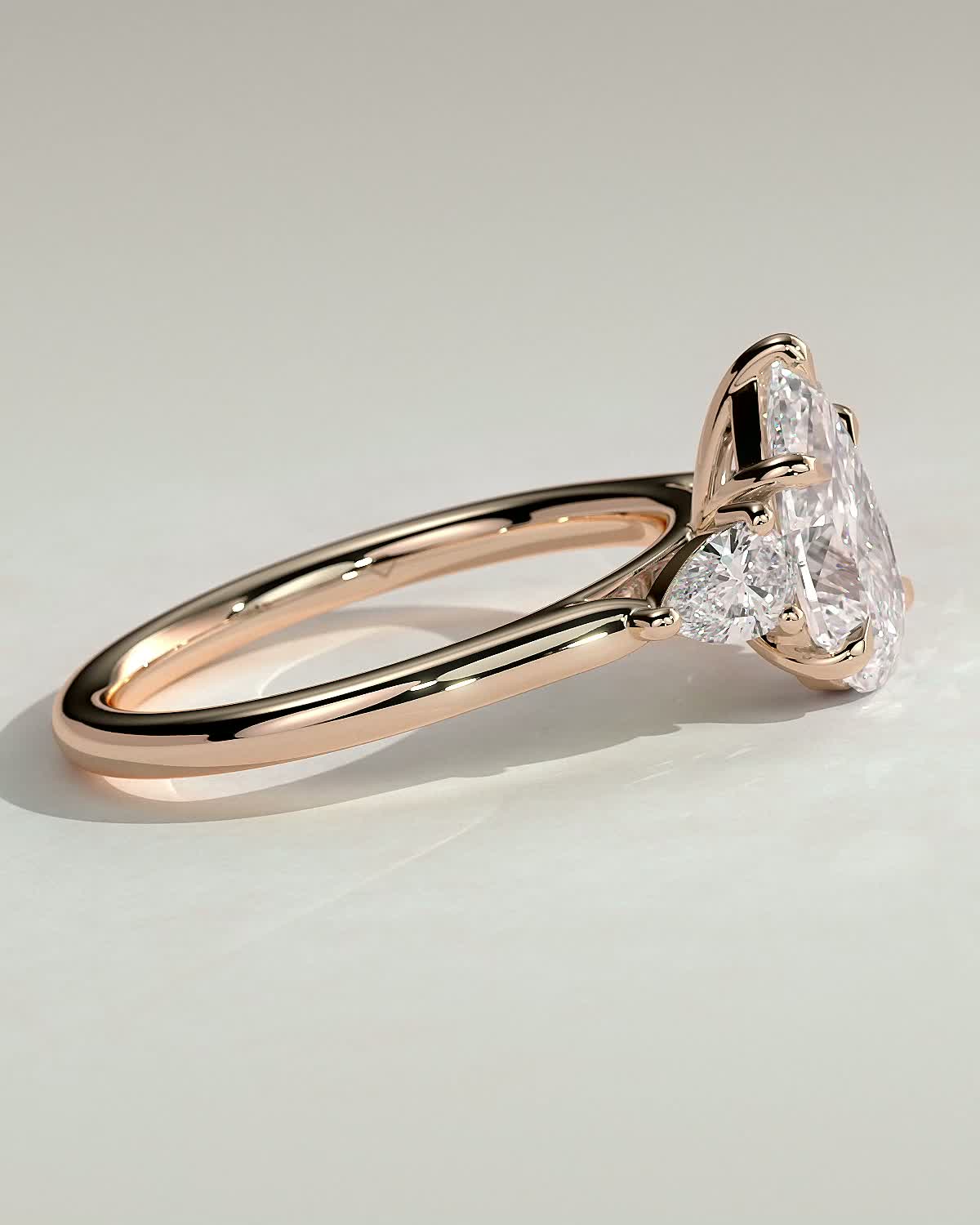 Rosalia - Pear Trilogy with Cathedral Setting - 18k Rose Gold