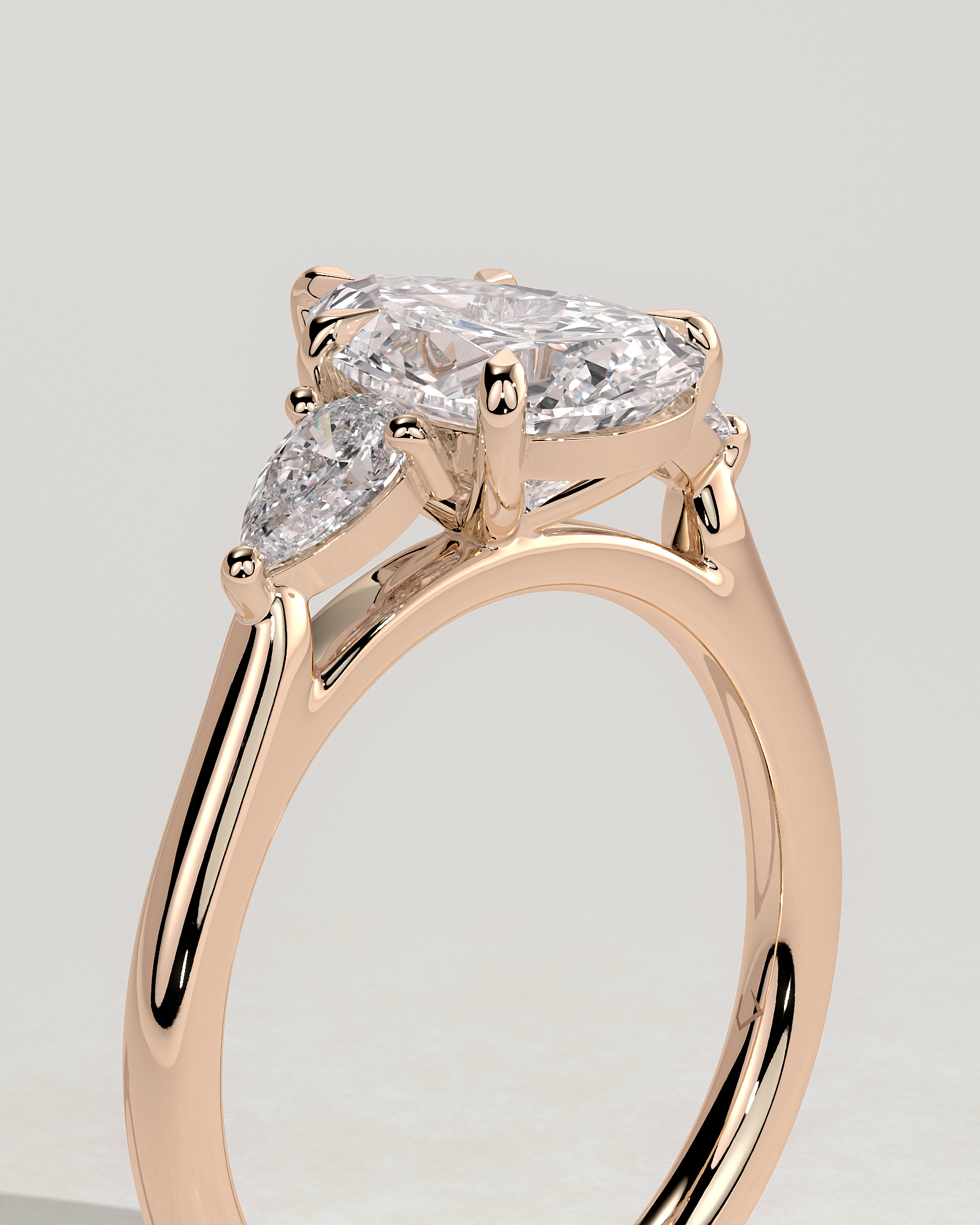 Rosalia - Pear Trilogy with Cathedral Setting - 18k Rose Gold