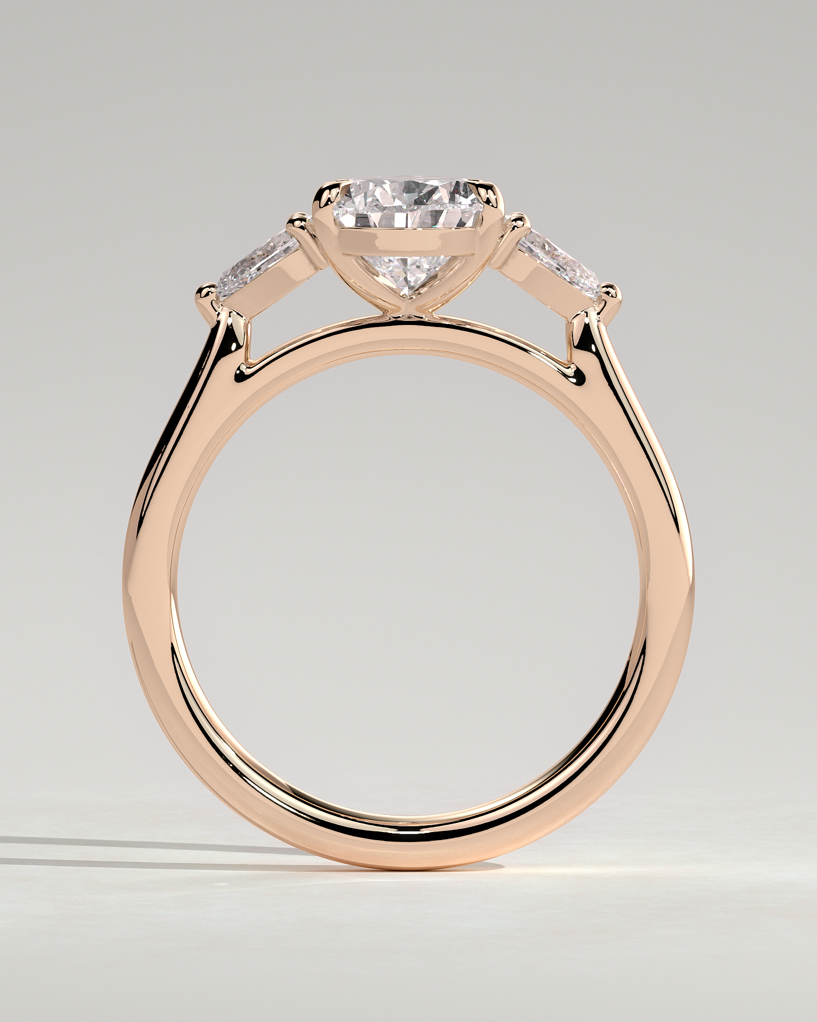 Rosalia - Pear Trilogy with Cathedral Setting - 18k Rose Gold