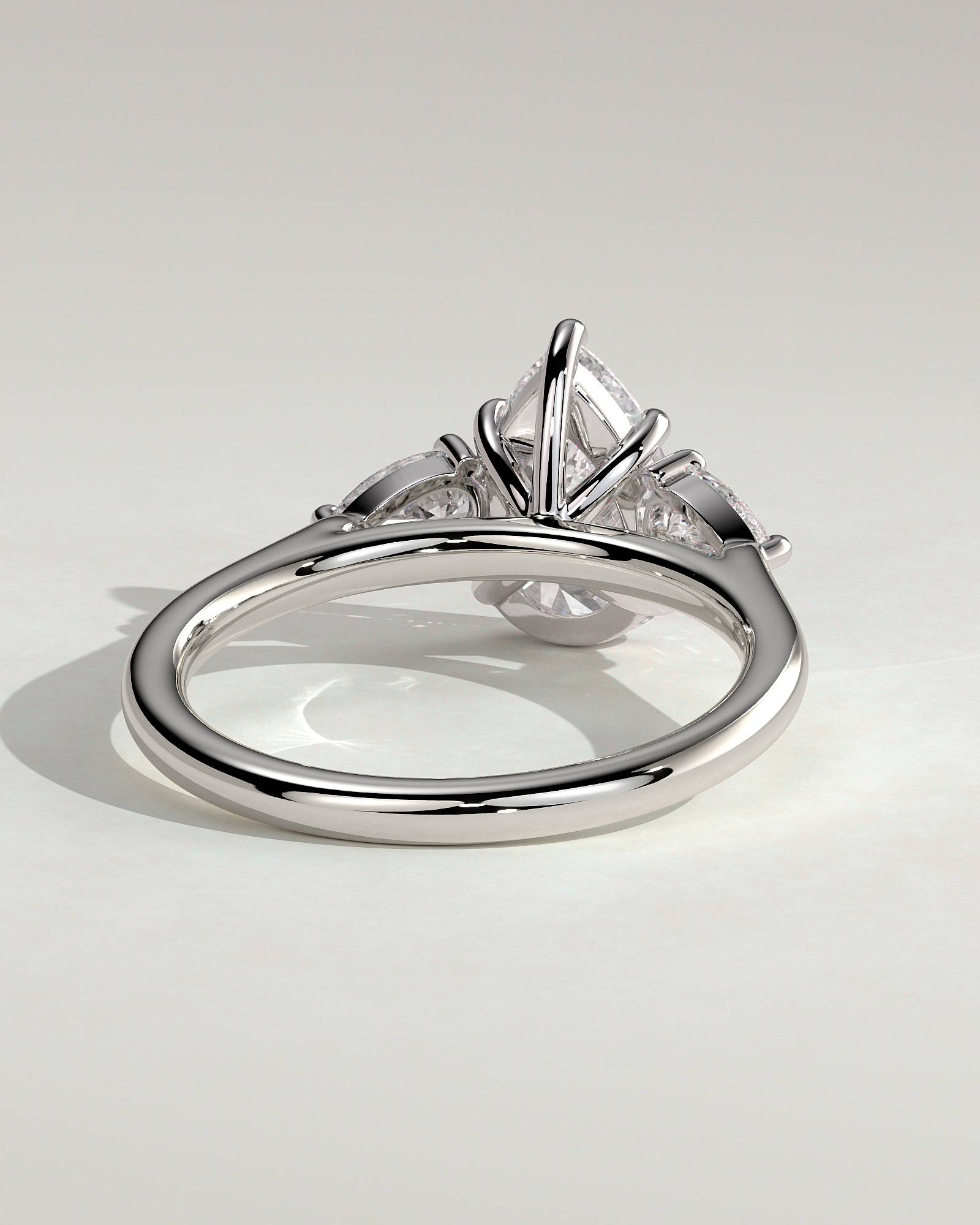 Rosalia - Pear Trilogy with Cathedral Setting - 18k White Gold
