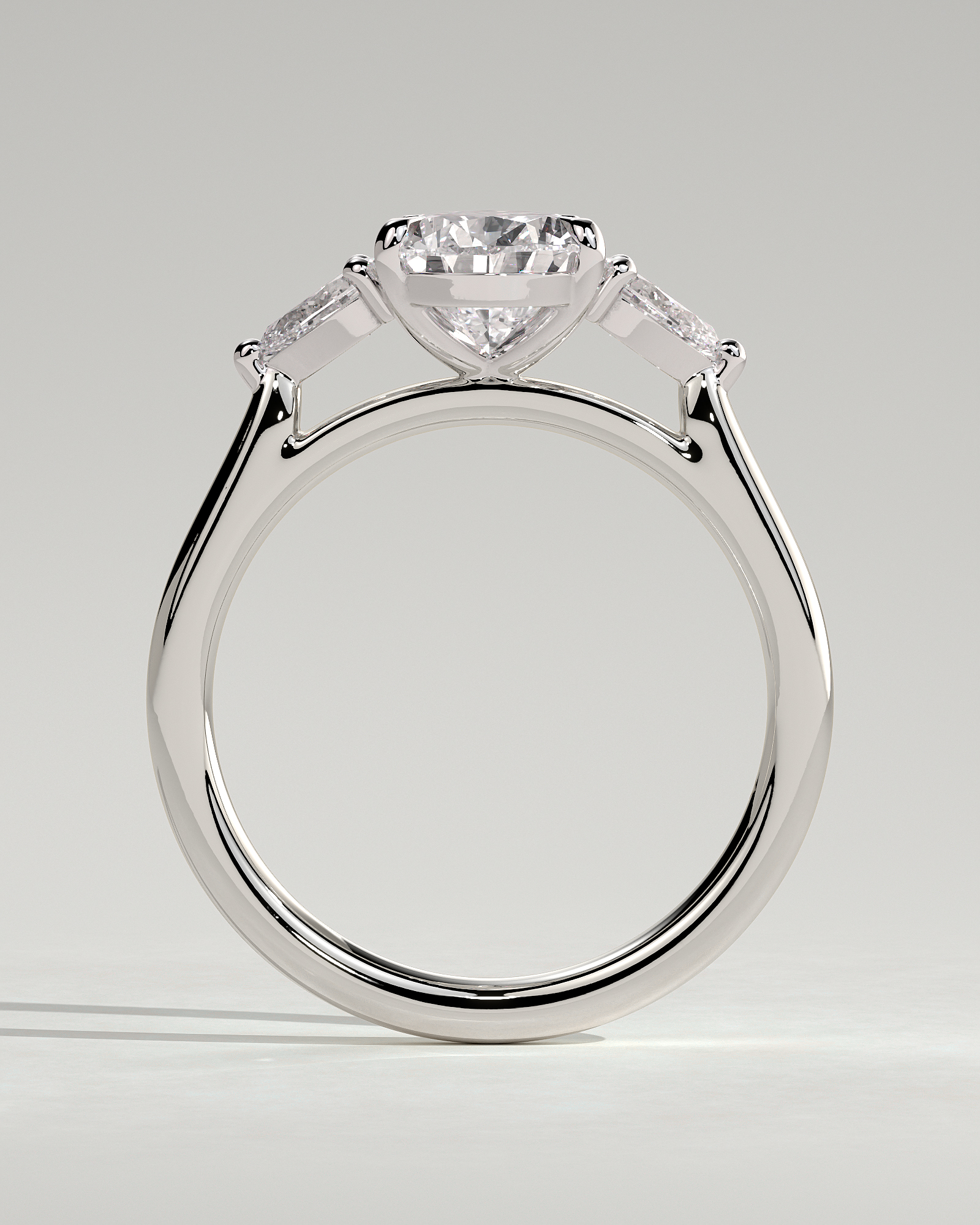 Rosalia - Pear Trilogy with Cathedral Setting - 18k White Gold