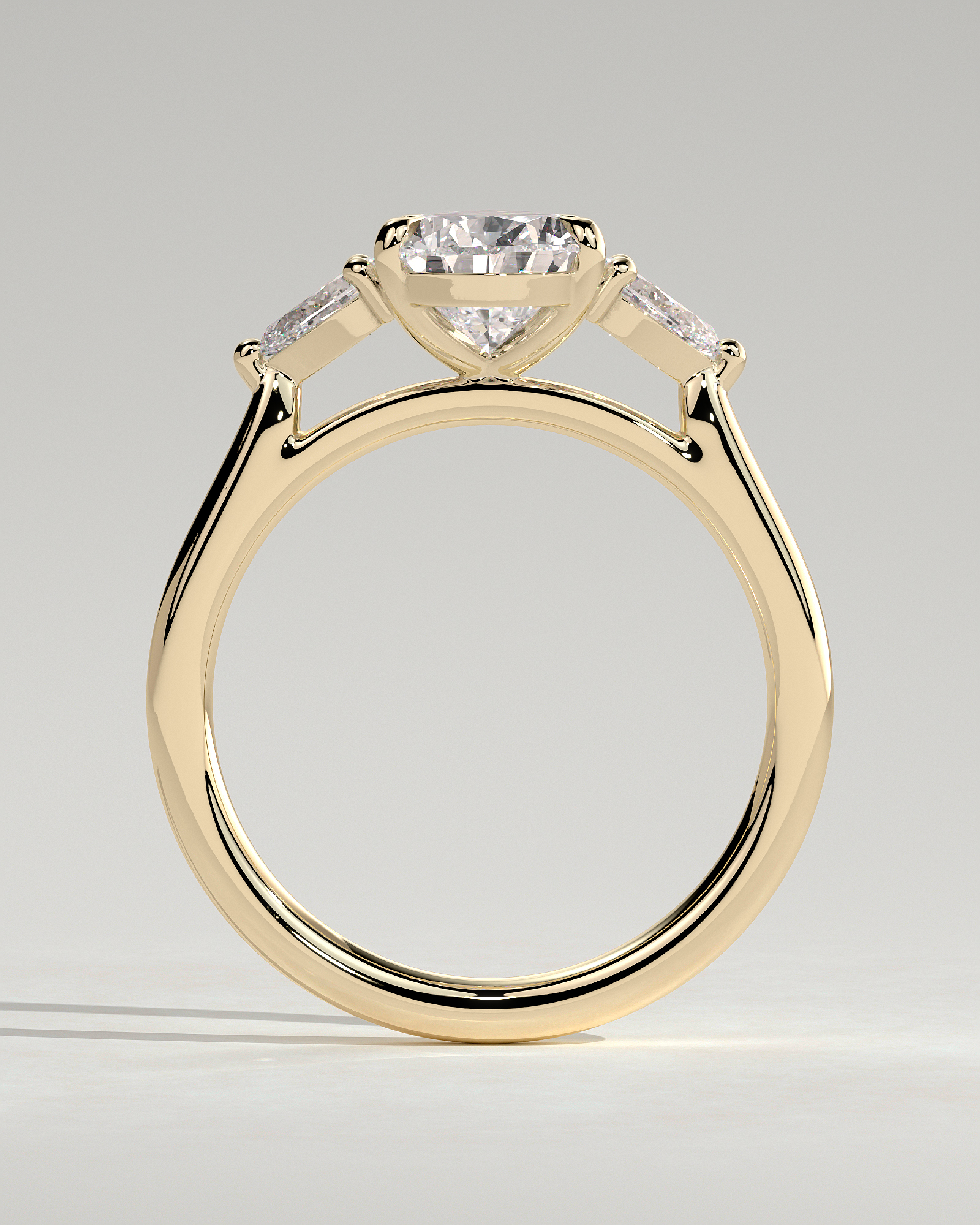 Rosalia - Pear Trilogy with Cathedral Setting - 18k Yellow Gold