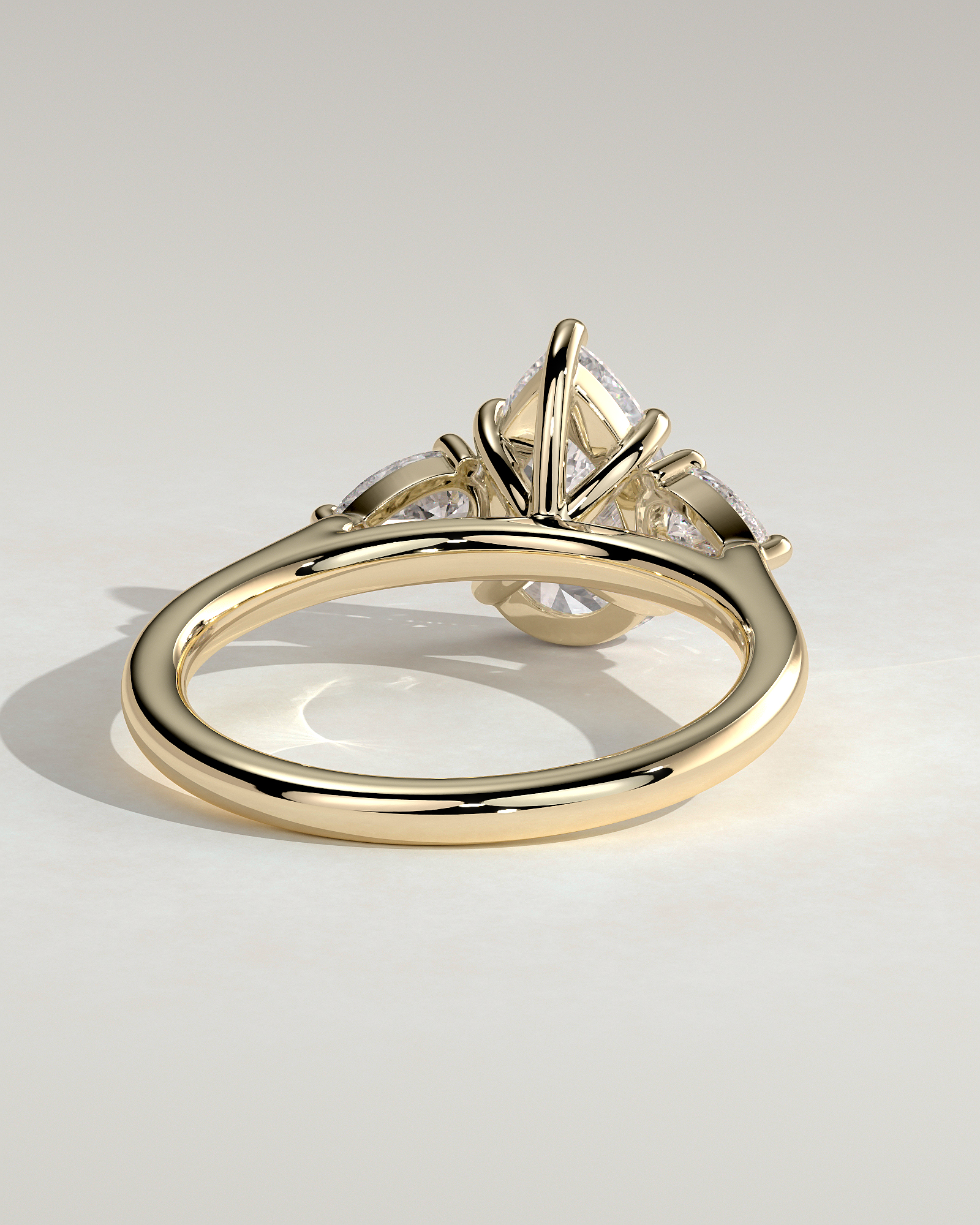 Rosalia - Pear Trilogy with Cathedral Setting - 18k Yellow Gold