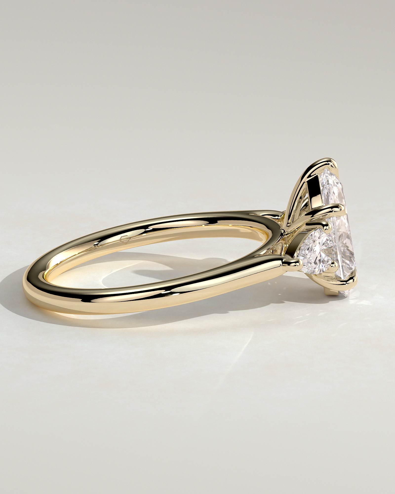 Rosalia - Pear Trilogy with Cathedral Setting - 18k Yellow Gold