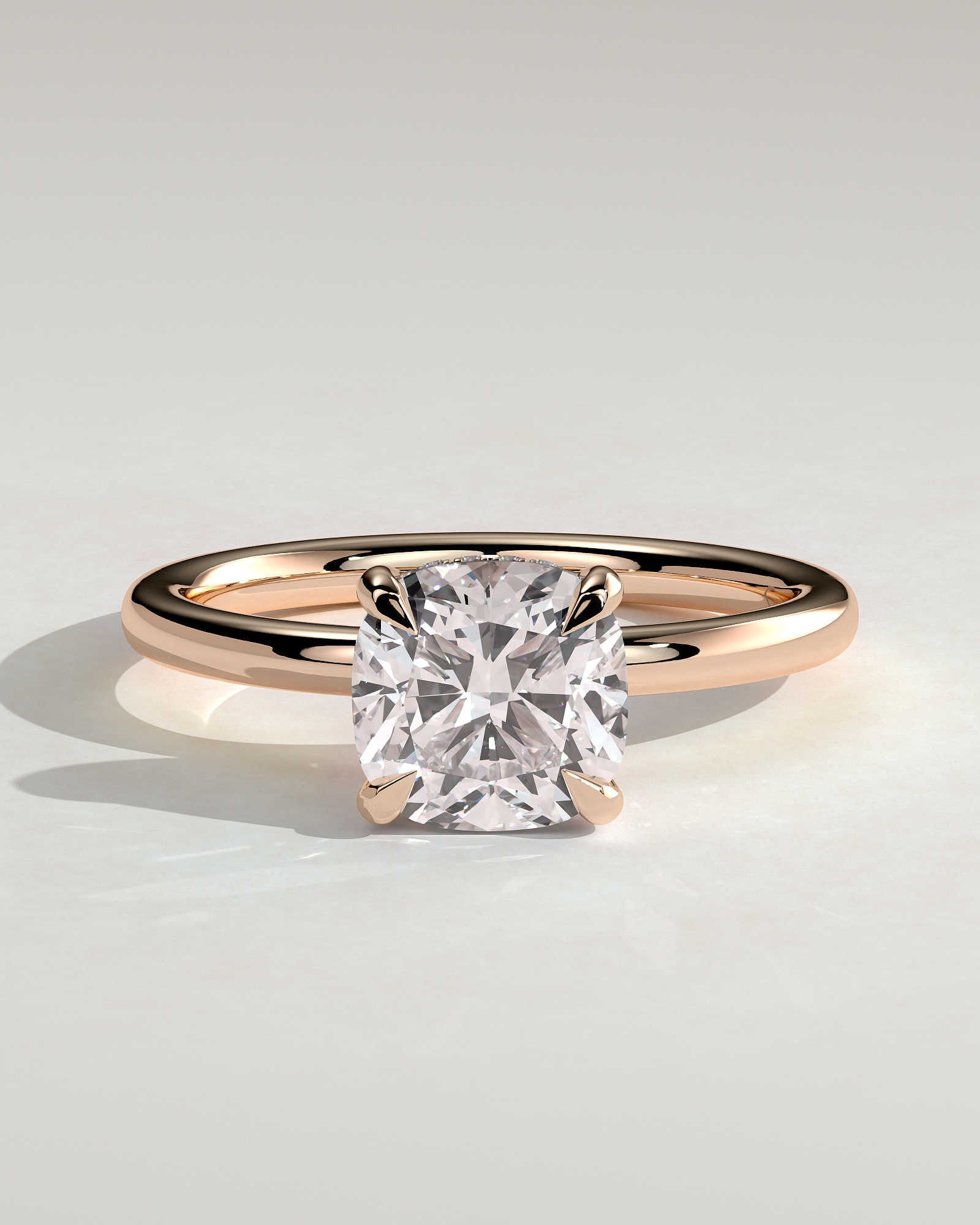 Rosie  4 Claw Cushion Solitaire - 18k Rose Gold