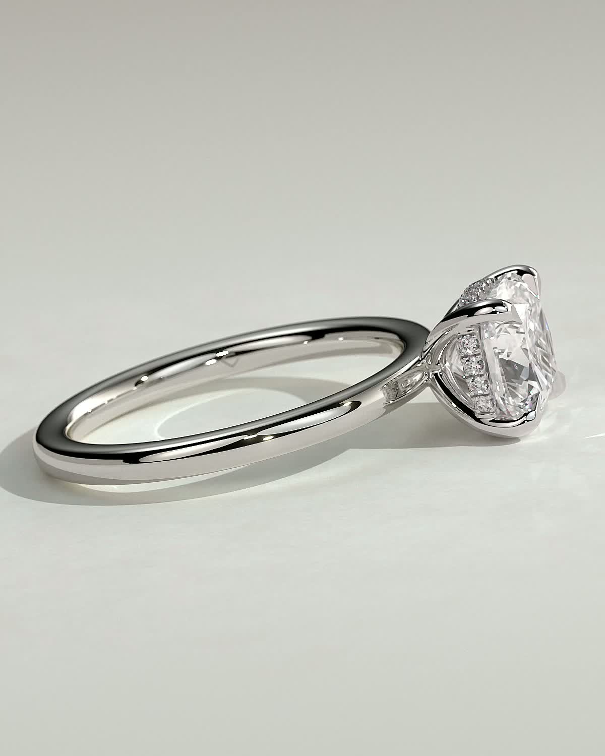 Rosie  4 Claw Cushion Solitaire - 18k White Gold