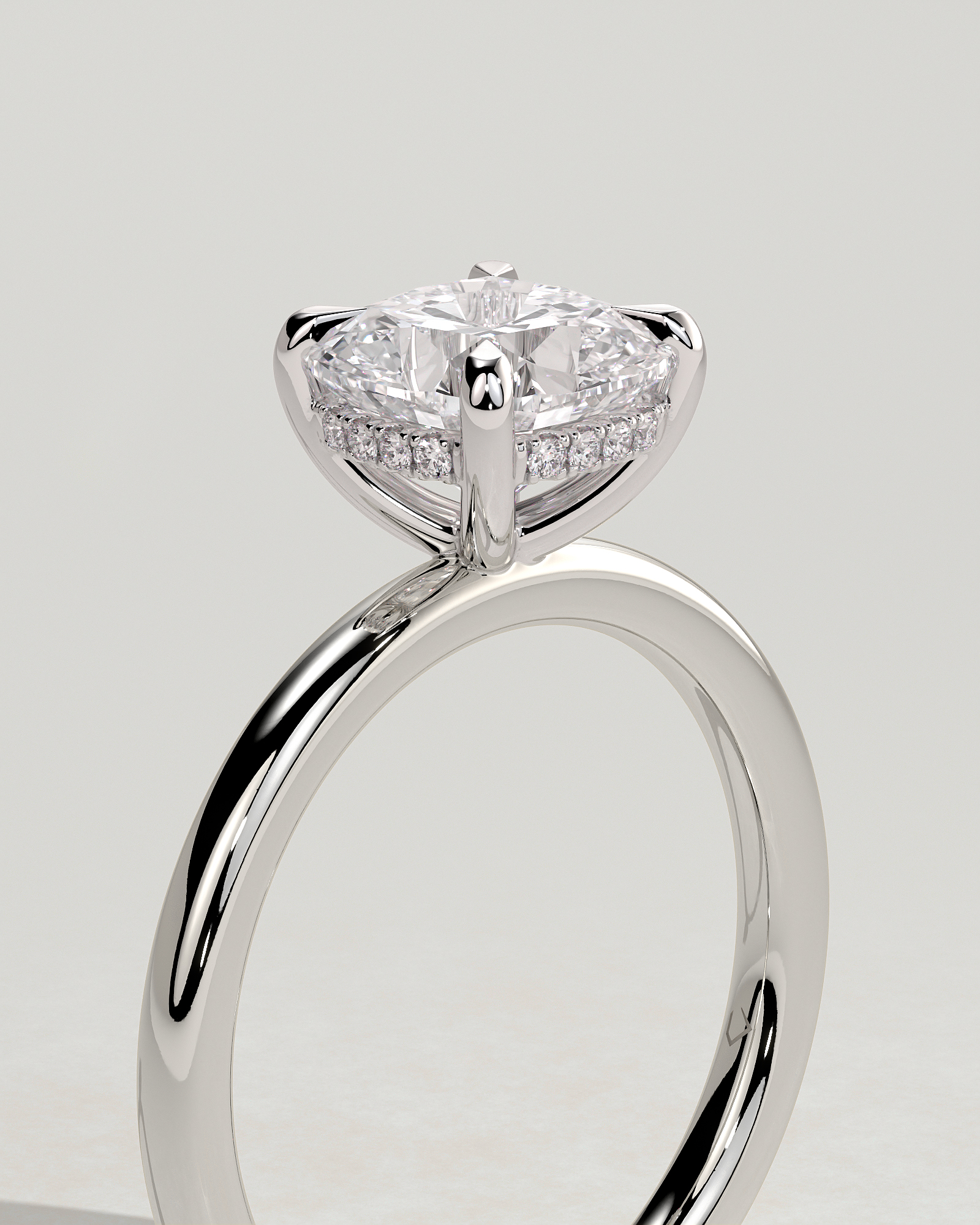 Rosie  4 Claw Cushion Solitaire - 18k White Gold