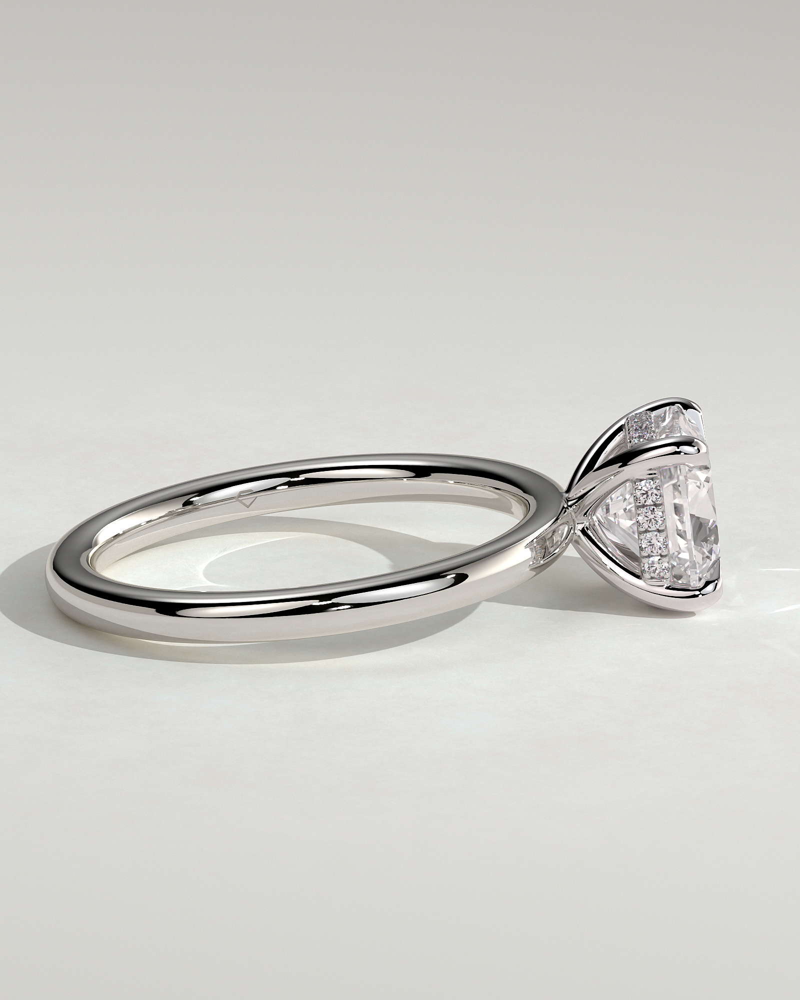 Rosie  4 Claw Cushion Solitaire - 18k White Gold