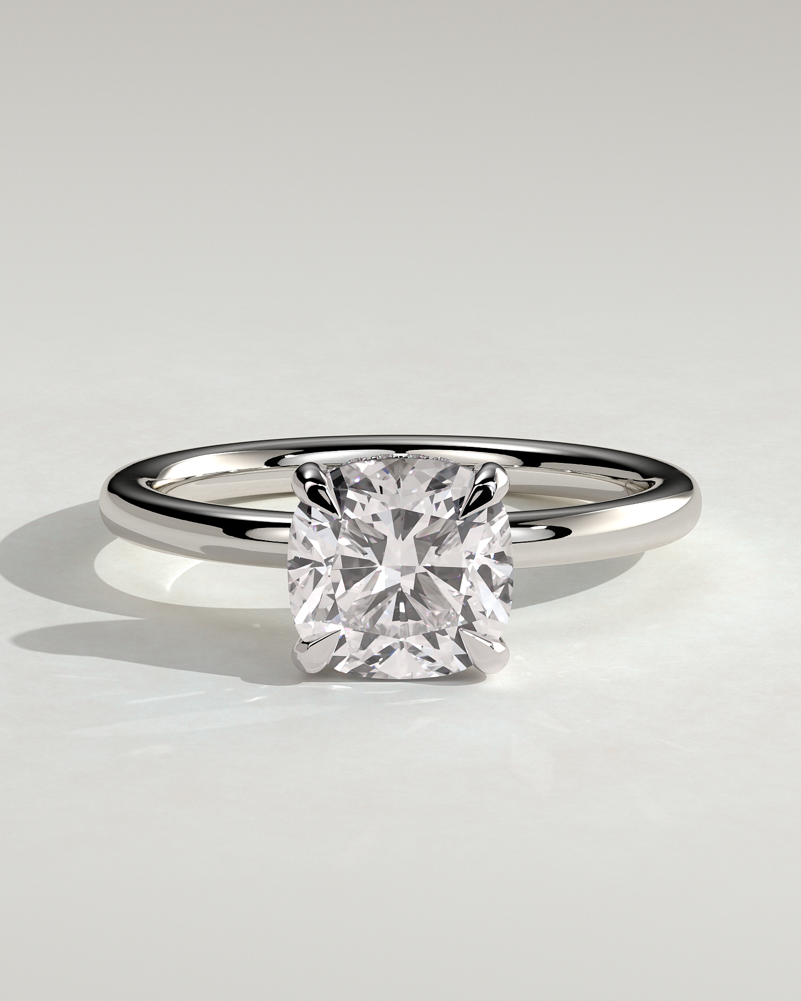 Rosie  4 Claw Cushion Solitaire - 18k White Gold