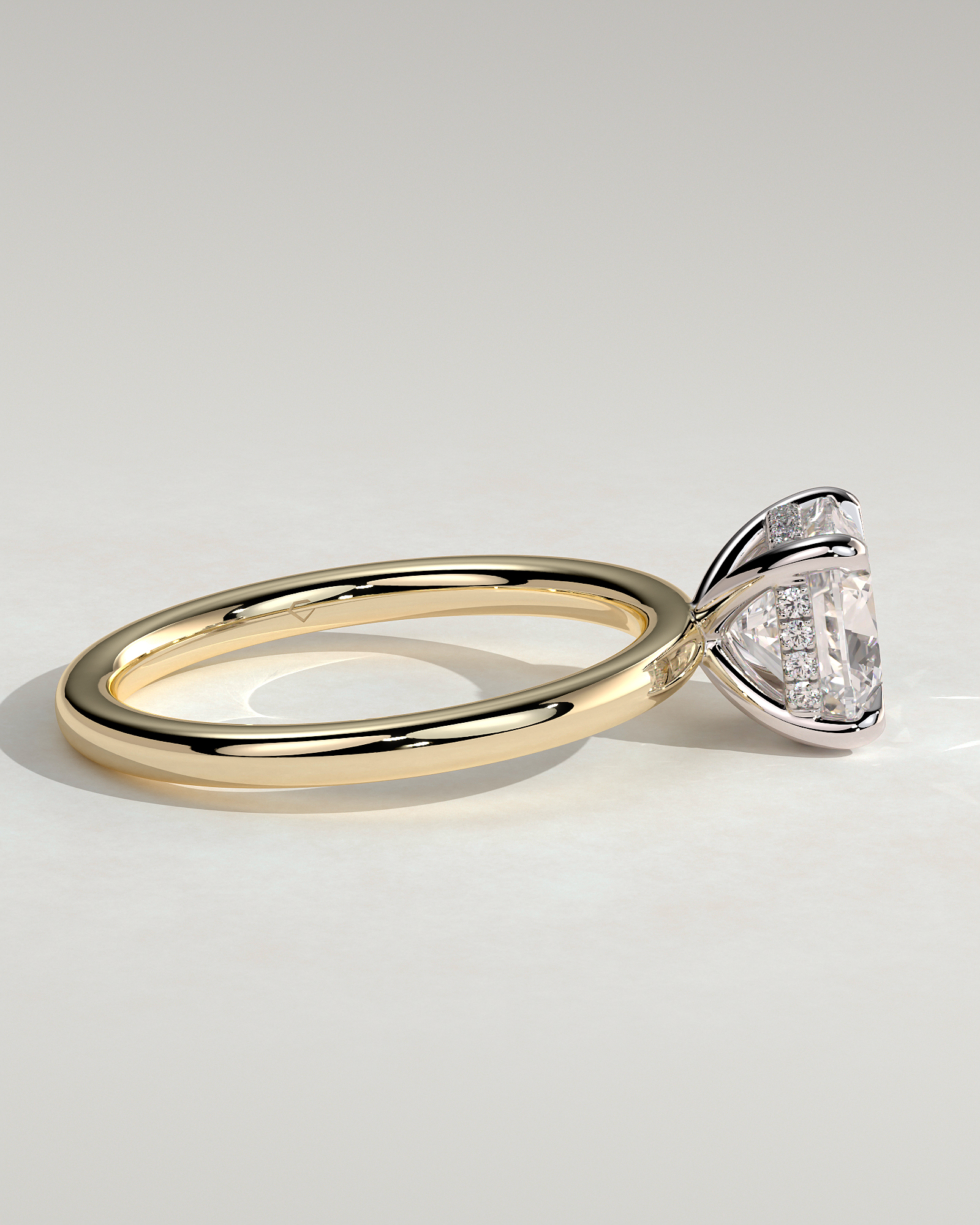 Rosie  4 Claw Cushion Solitaire - 18k Yellow Gold / 18k White Gold