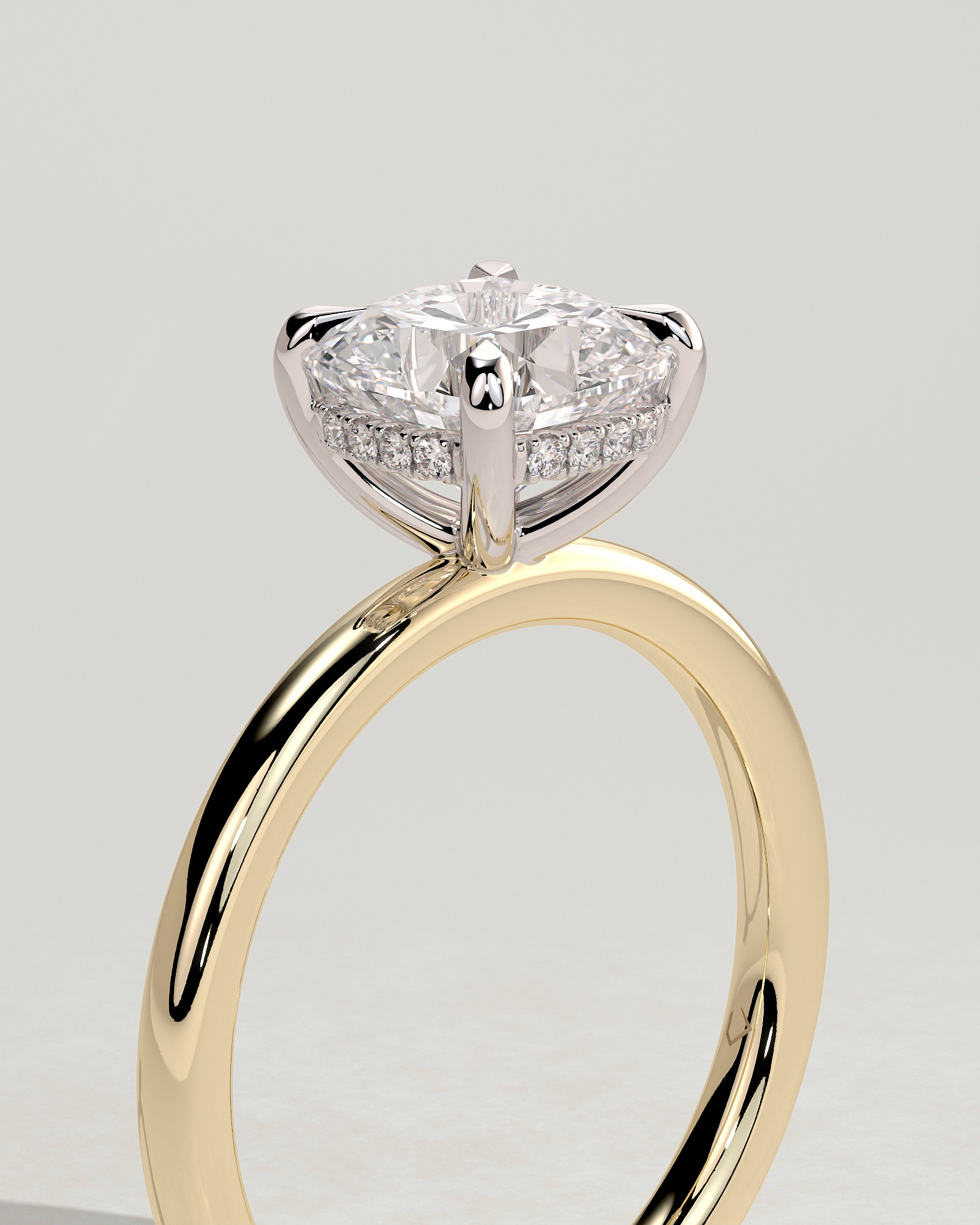 Rosie  4 Claw Cushion Solitaire - 18k Yellow Gold / 18k White Gold