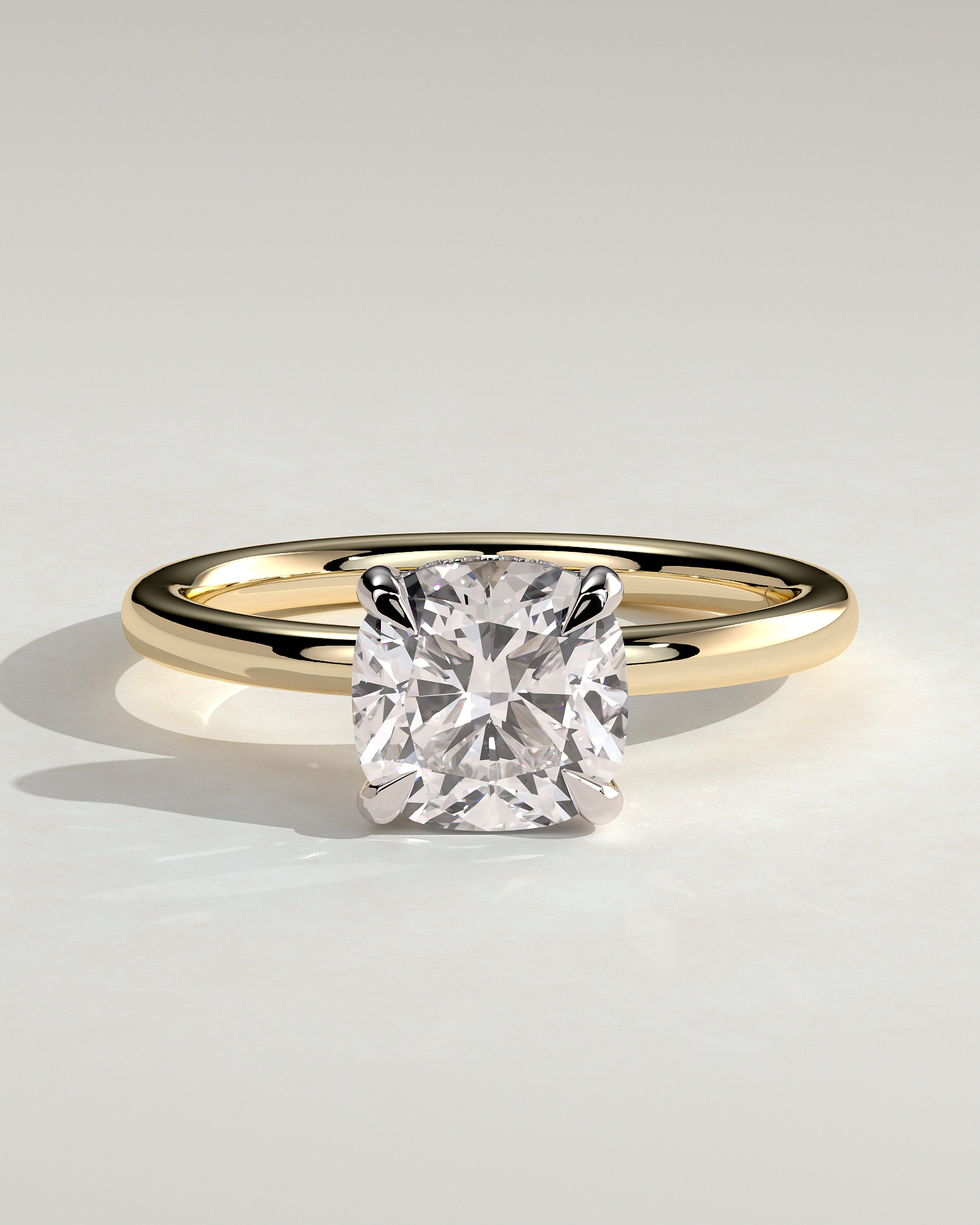 Rosie  4 Claw Cushion Solitaire - 18k Yellow Gold / 18k White Gold