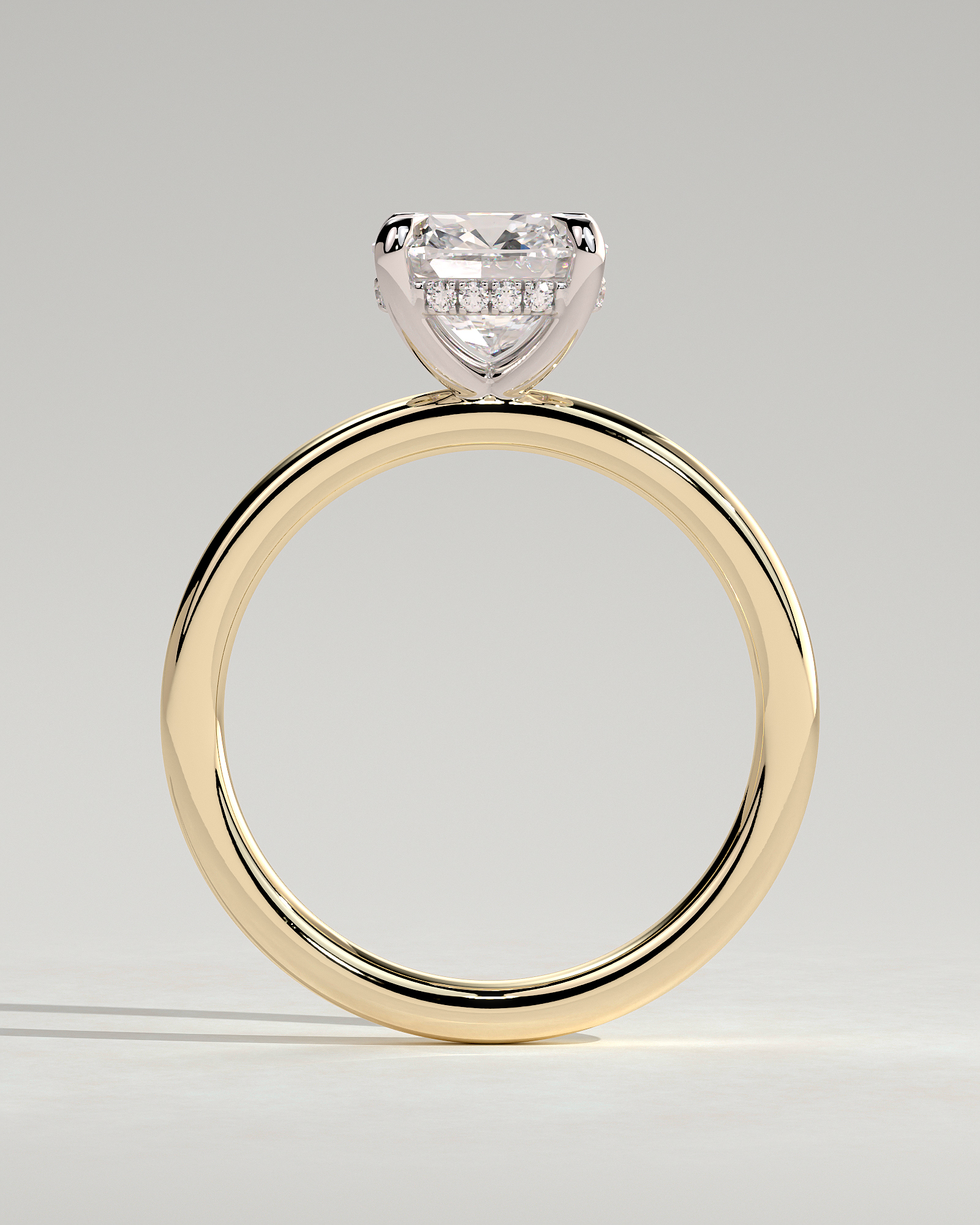 Rosie  4 Claw Cushion Solitaire - 18k Yellow Gold / 18k White Gold