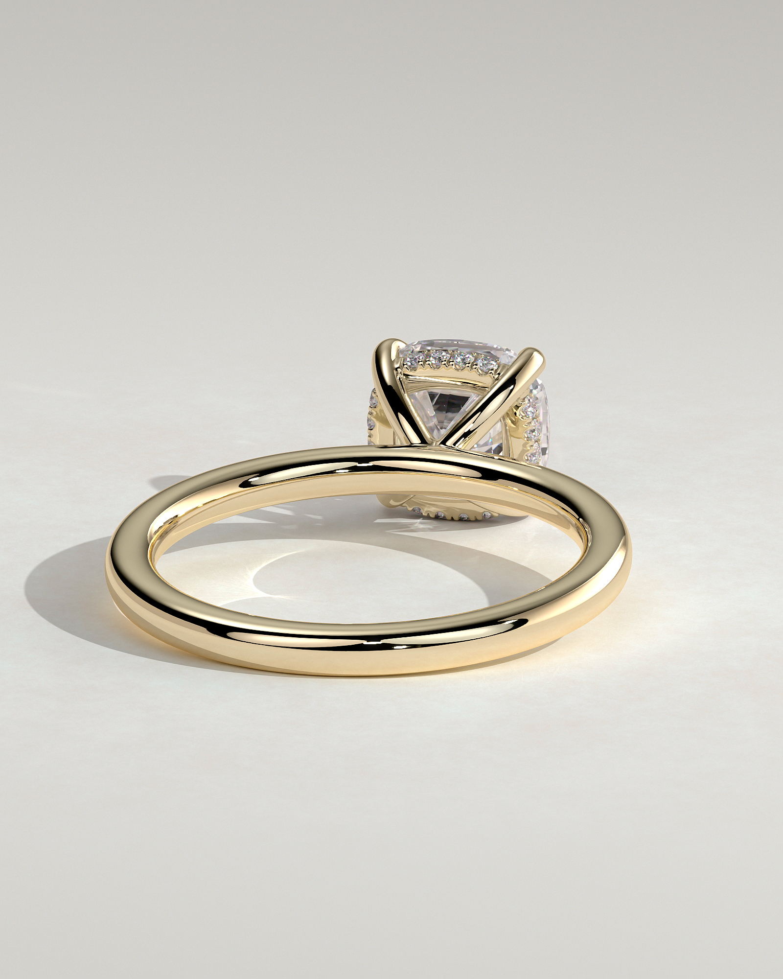 Rosie  4 Claw Cushion Solitaire - 18k Yellow Gold
