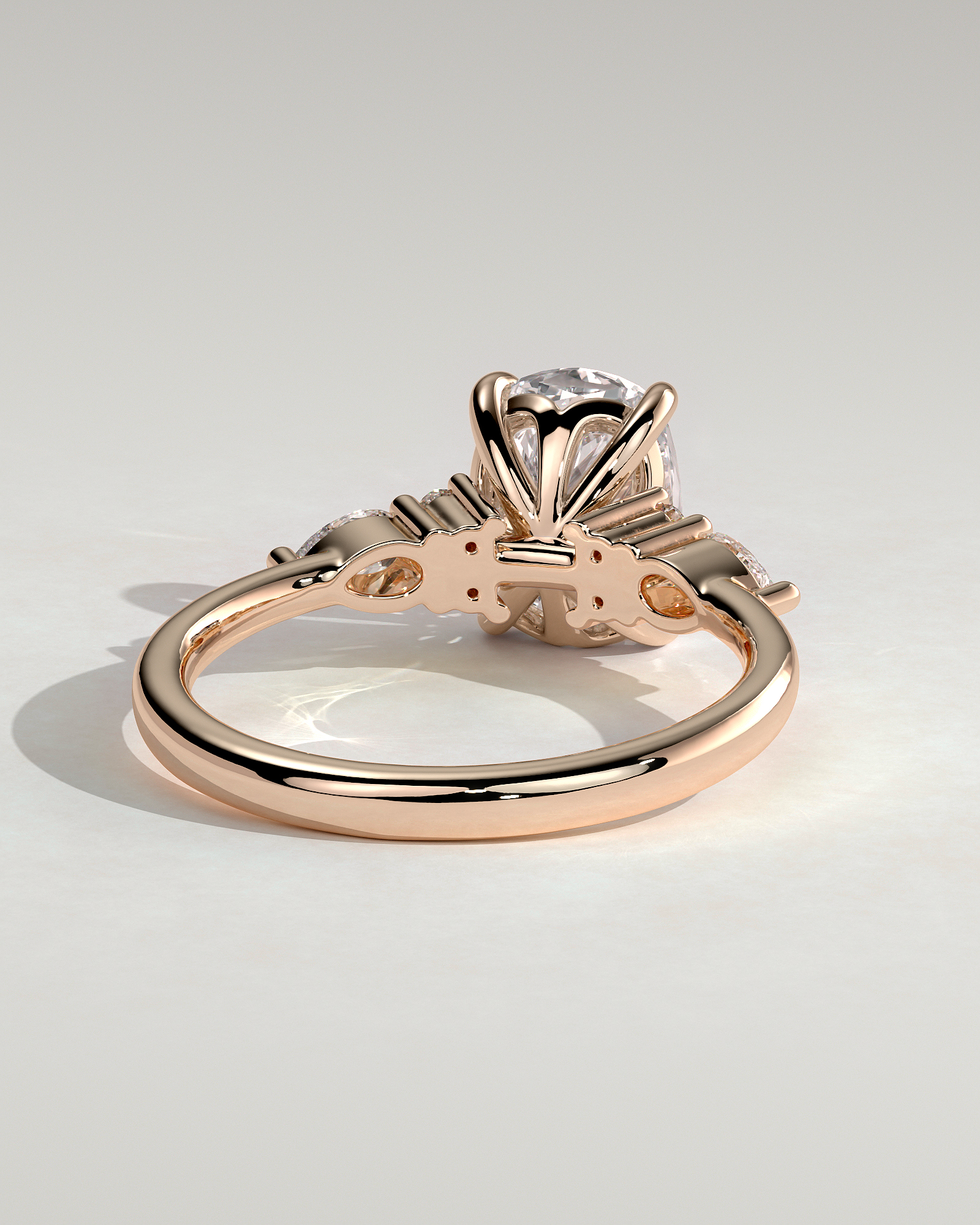 Sadie - Elongated Cushion Trilogy with Round and Pear Stones - 18k Rose Gold