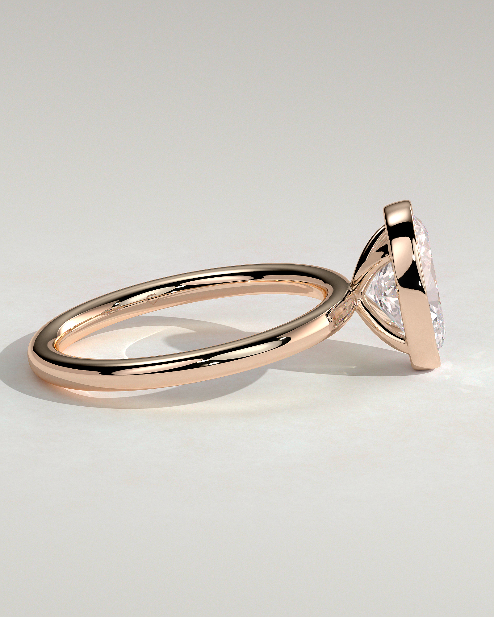 Sage - Bezel Set Oval Solitaire - 18k Rose Gold