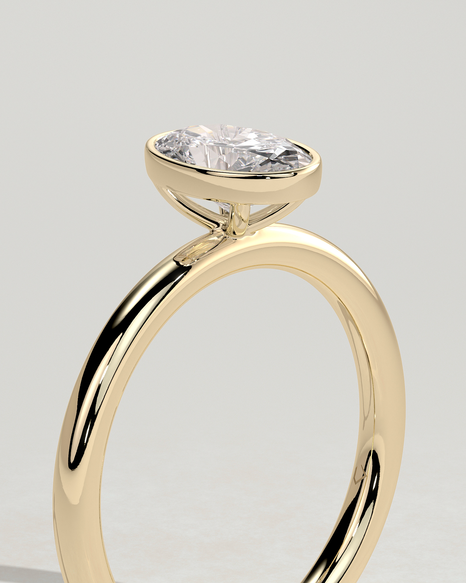 Sage - Bezel Set Oval Solitaire - 18k Yellow Gold