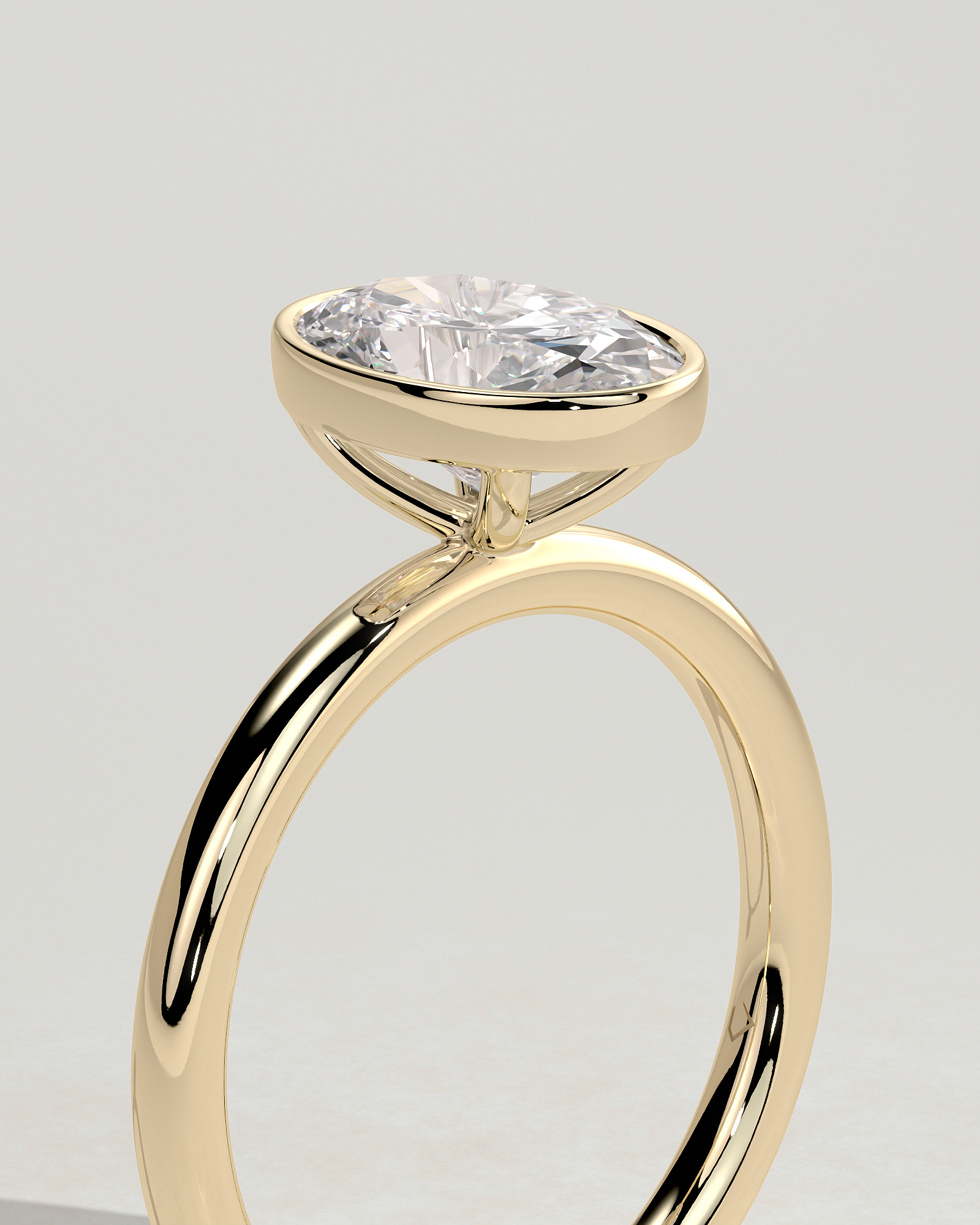 Sage - Bezel Set Oval Solitaire - 18k Yellow Gold