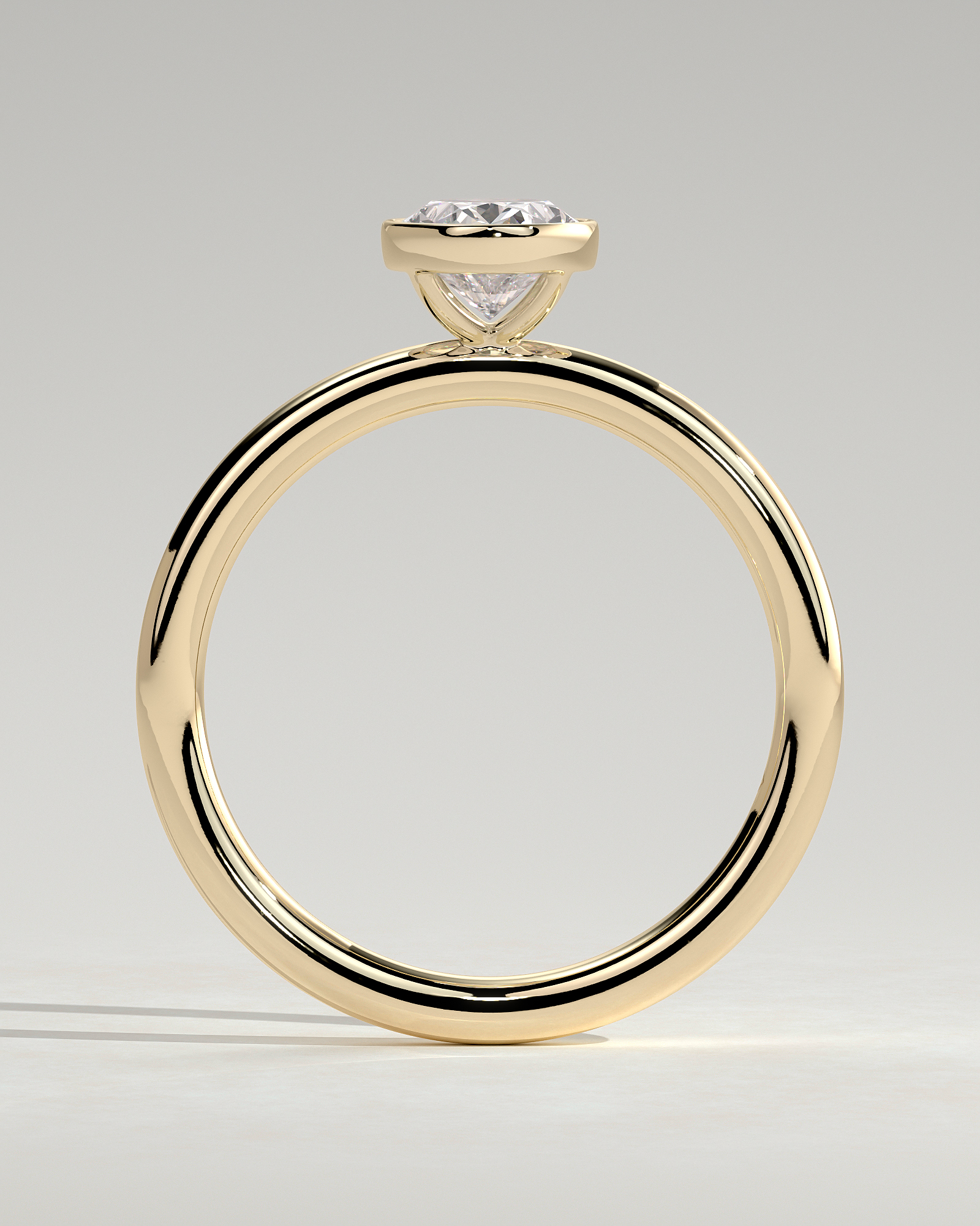 Sage - Bezel Set Oval Solitaire - 18k Yellow Gold