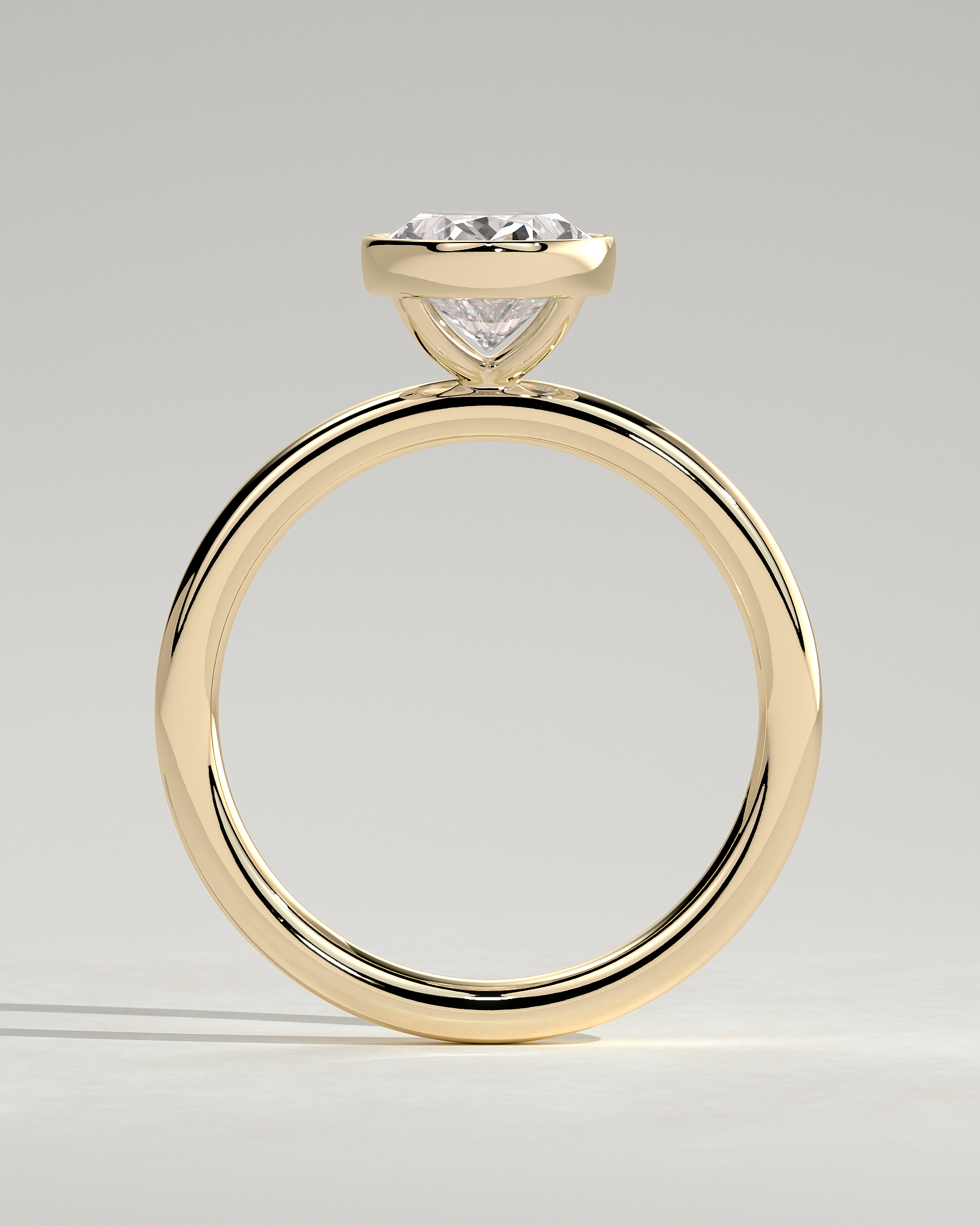 Sage - Bezel Set Oval Solitaire - 18k Yellow Gold
