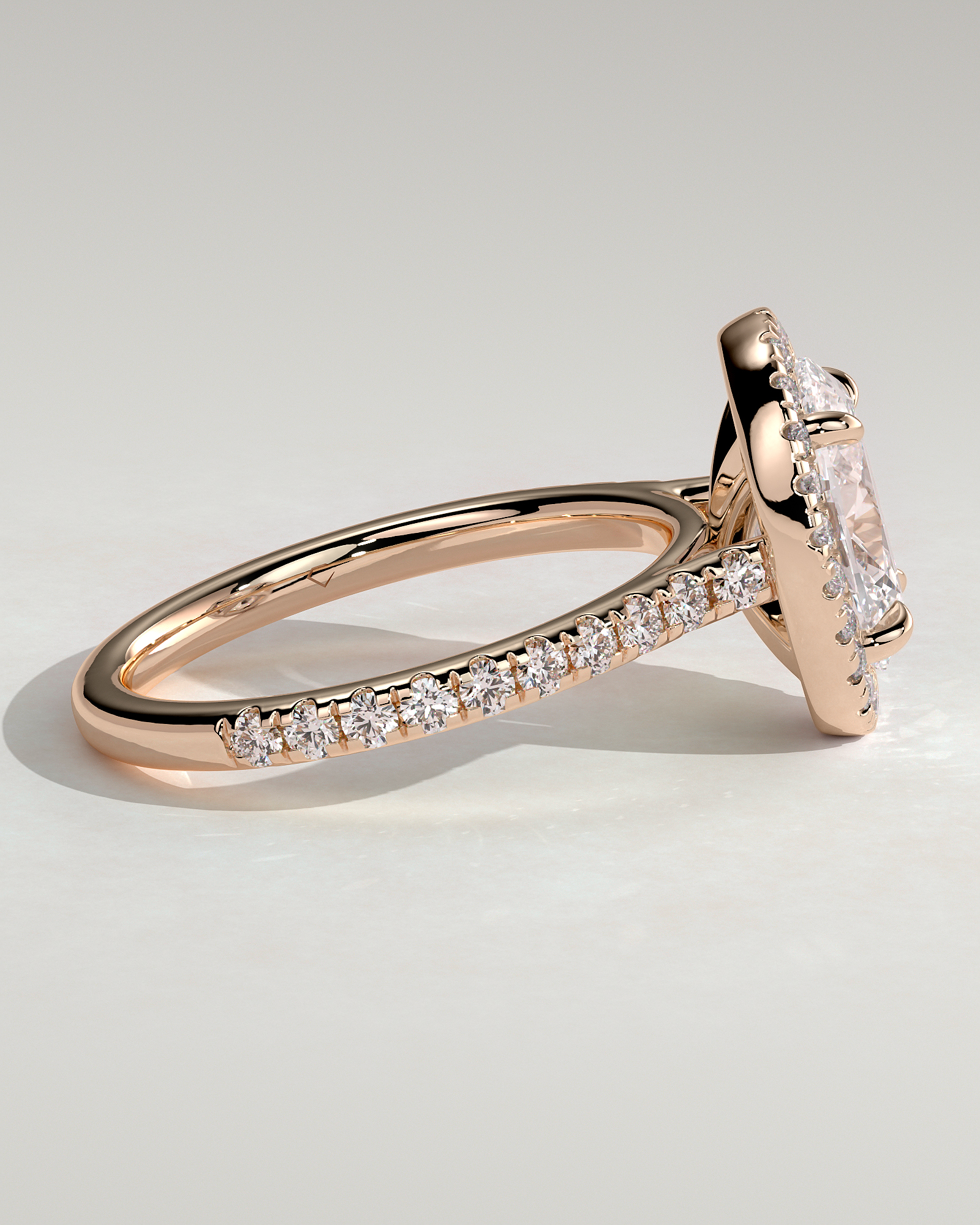 Sally - Oval Halo and Pav - 18k Rose Gold